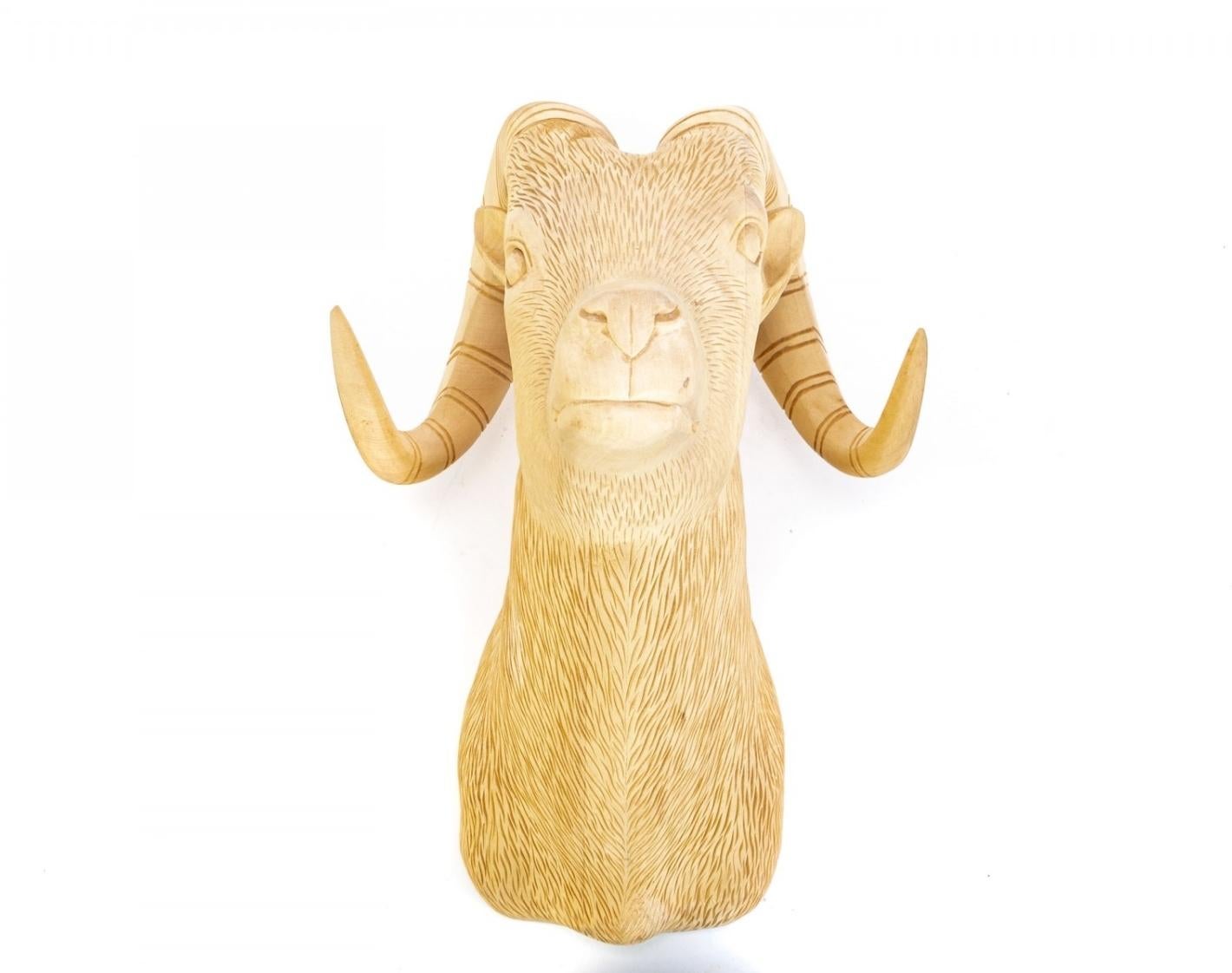 Carved Ram Shoulder Mount Faux Taxidermy  For Sale 11