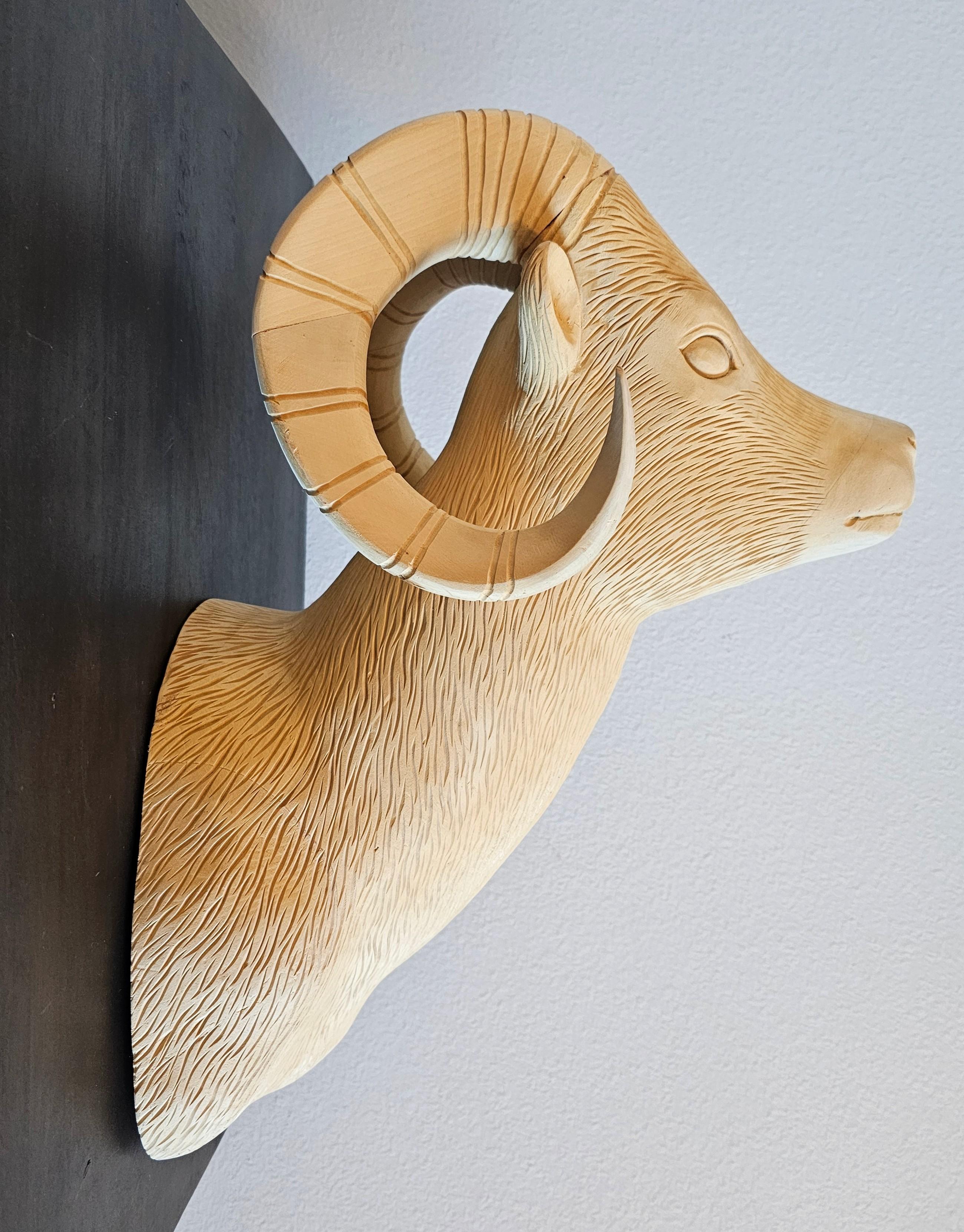 Black Forest Carved Ram Shoulder Mount Faux Taxidermy  For Sale