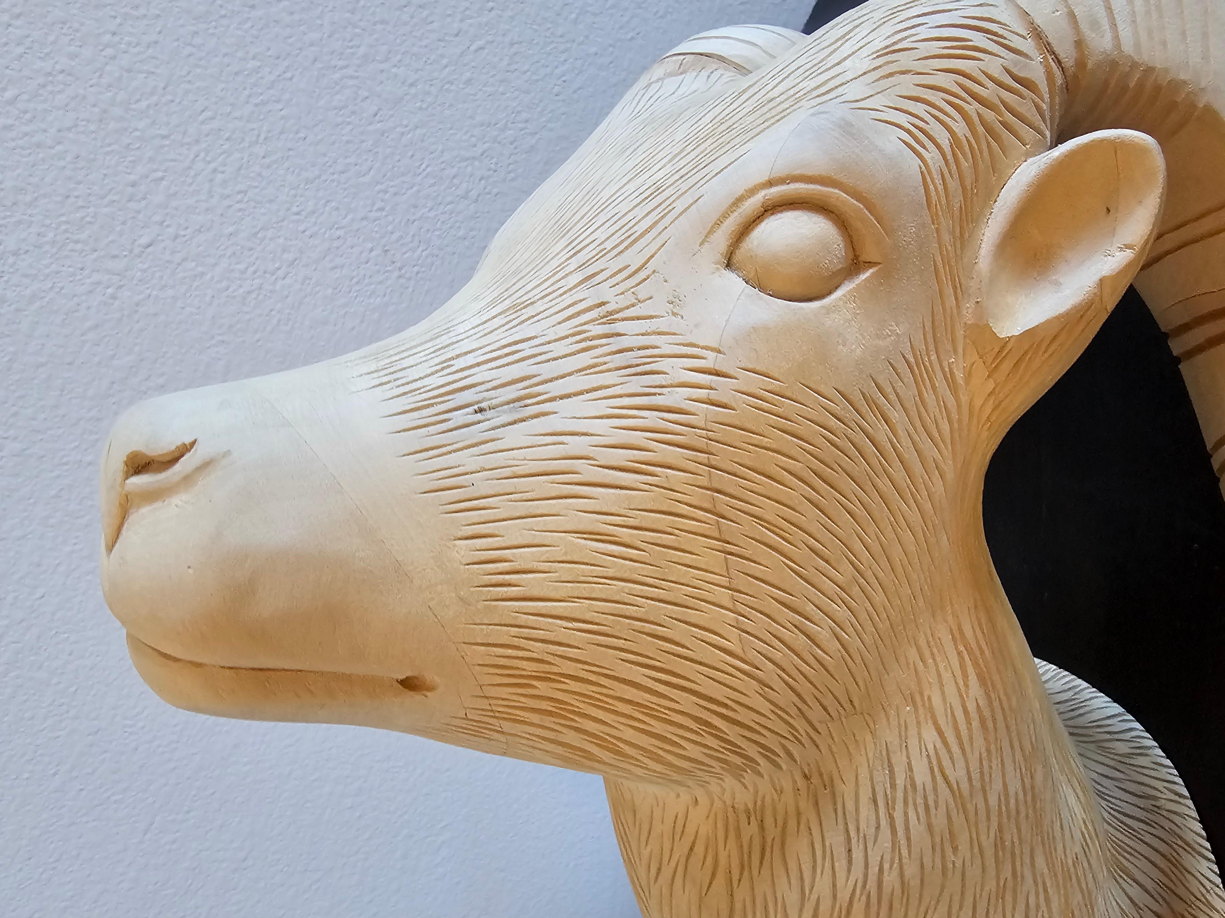 Carved Ram Shoulder Mount Faux Taxidermy 1