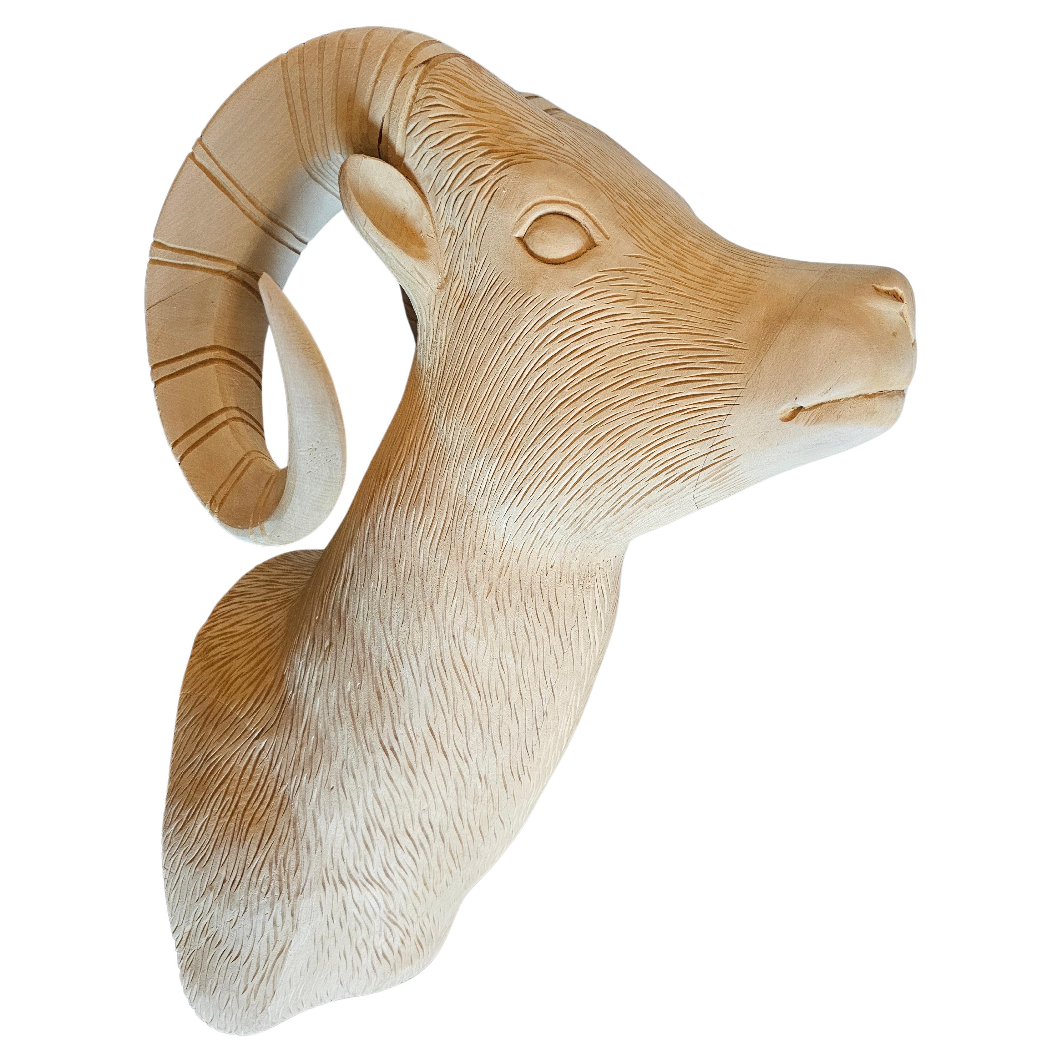 Carved Ram Shoulder Mount Faux Taxidermy  For Sale