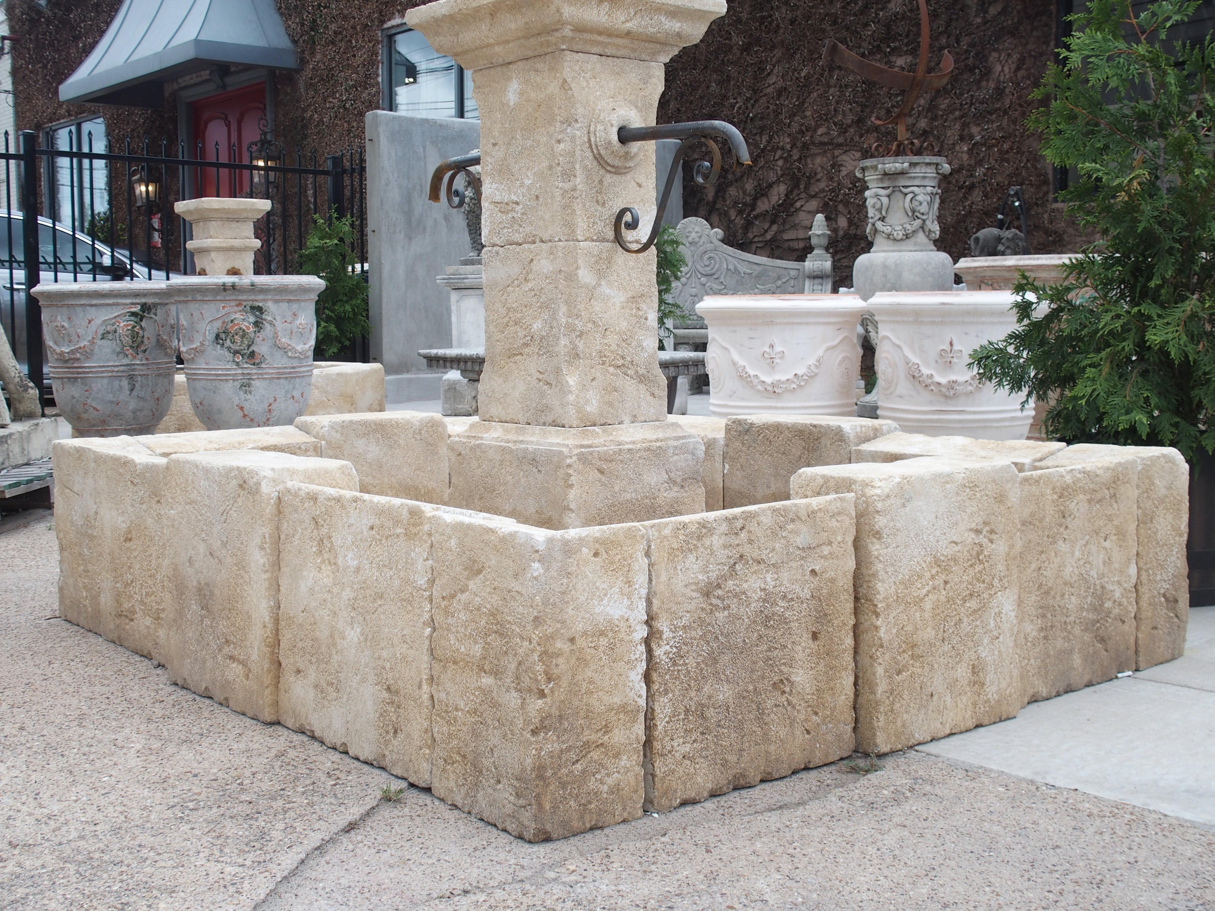 Carved Rectangular Limestone Center Fountain from Provence, France 5