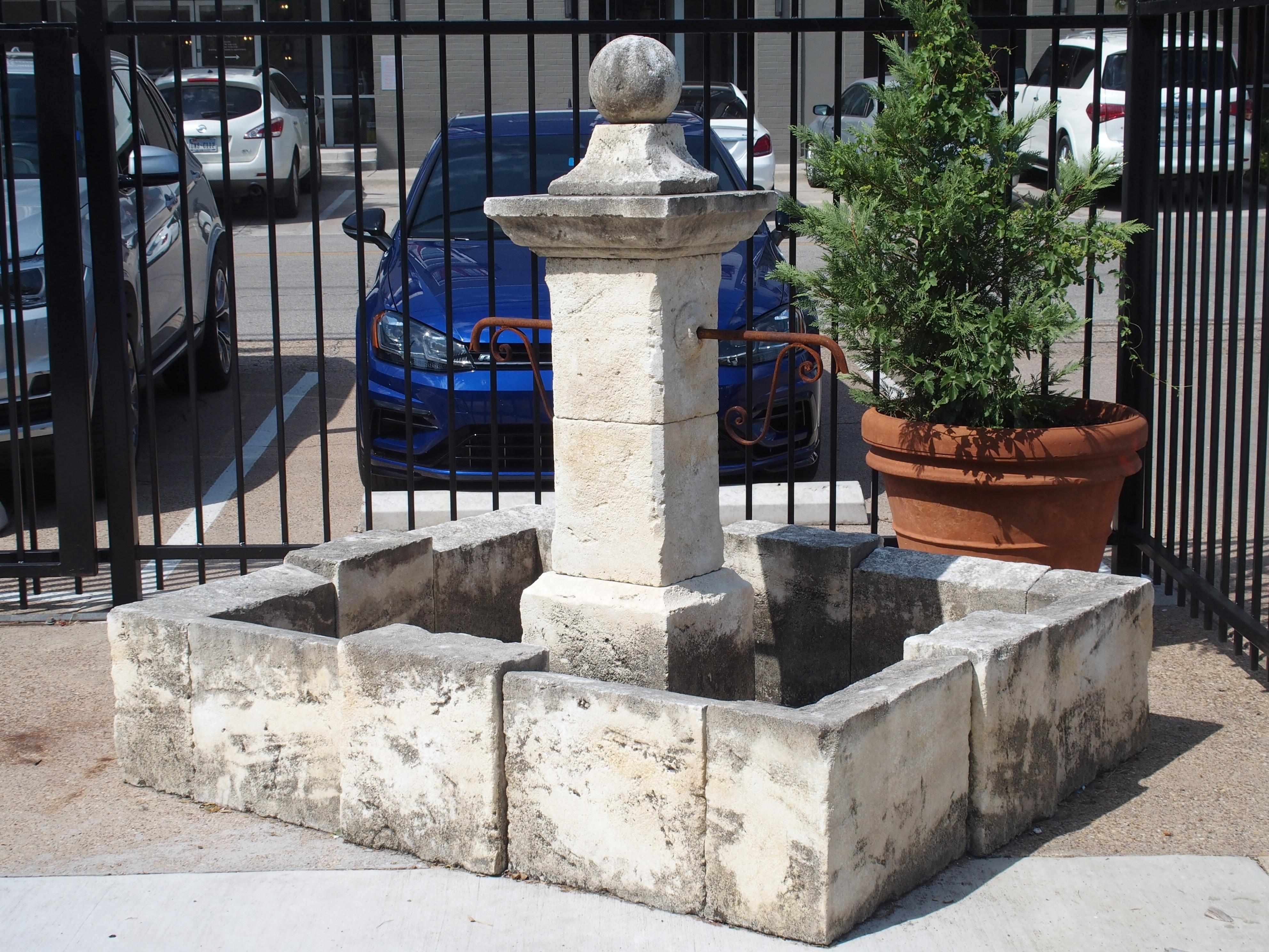 Carved Rectangular Limestone Center Fountain from Provence, France 2