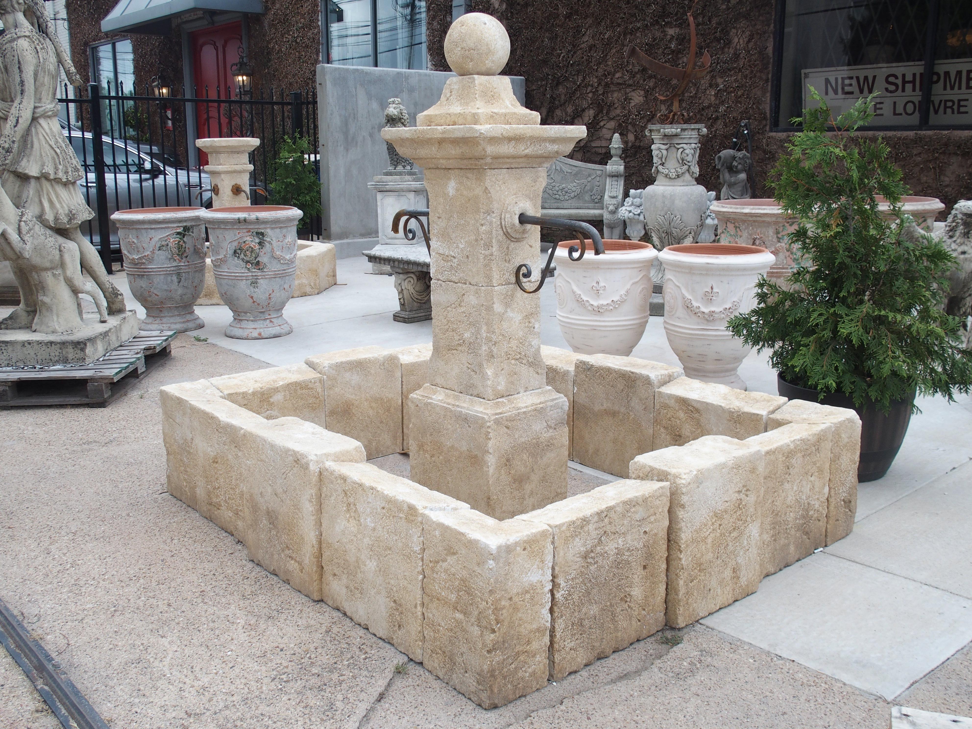 Carved Rectangular Limestone Center Fountain from Provence, France 6