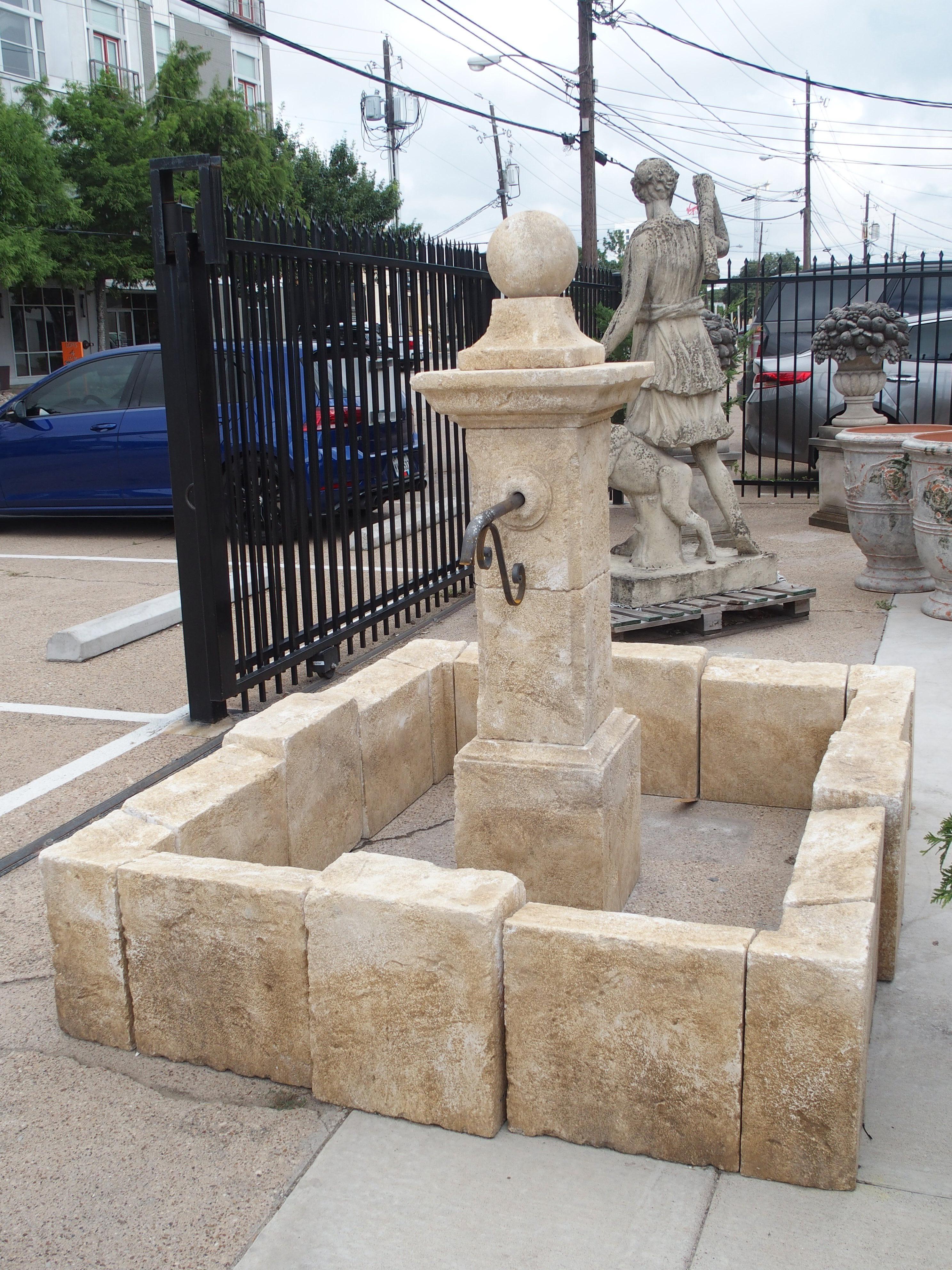 Carved Rectangular Limestone Center Fountain from Provence, France 7