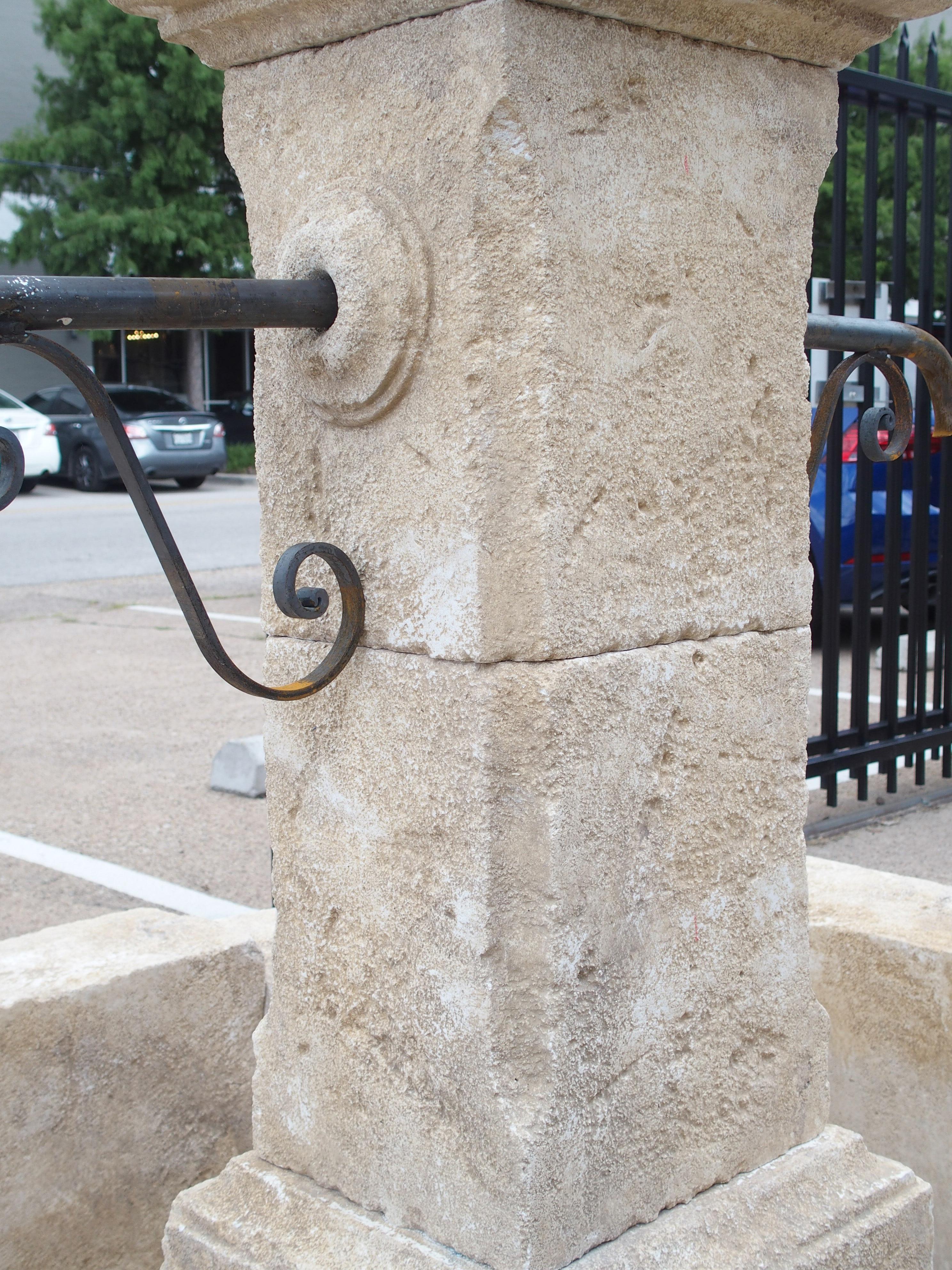 Carved Rectangular Limestone Center Fountain from Provence, France 8