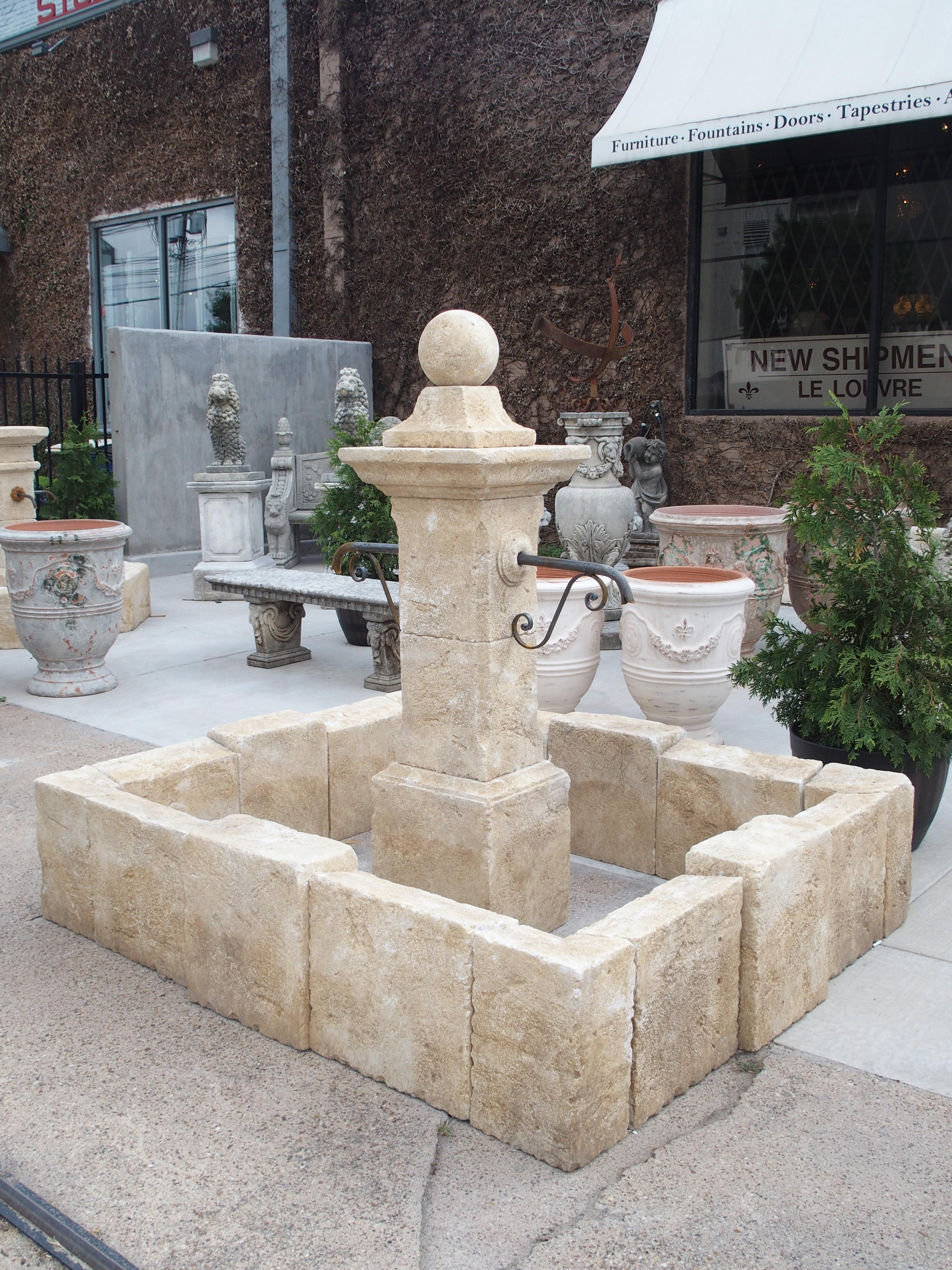 Carved Rectangular Limestone Center Fountain from Provence, France 9