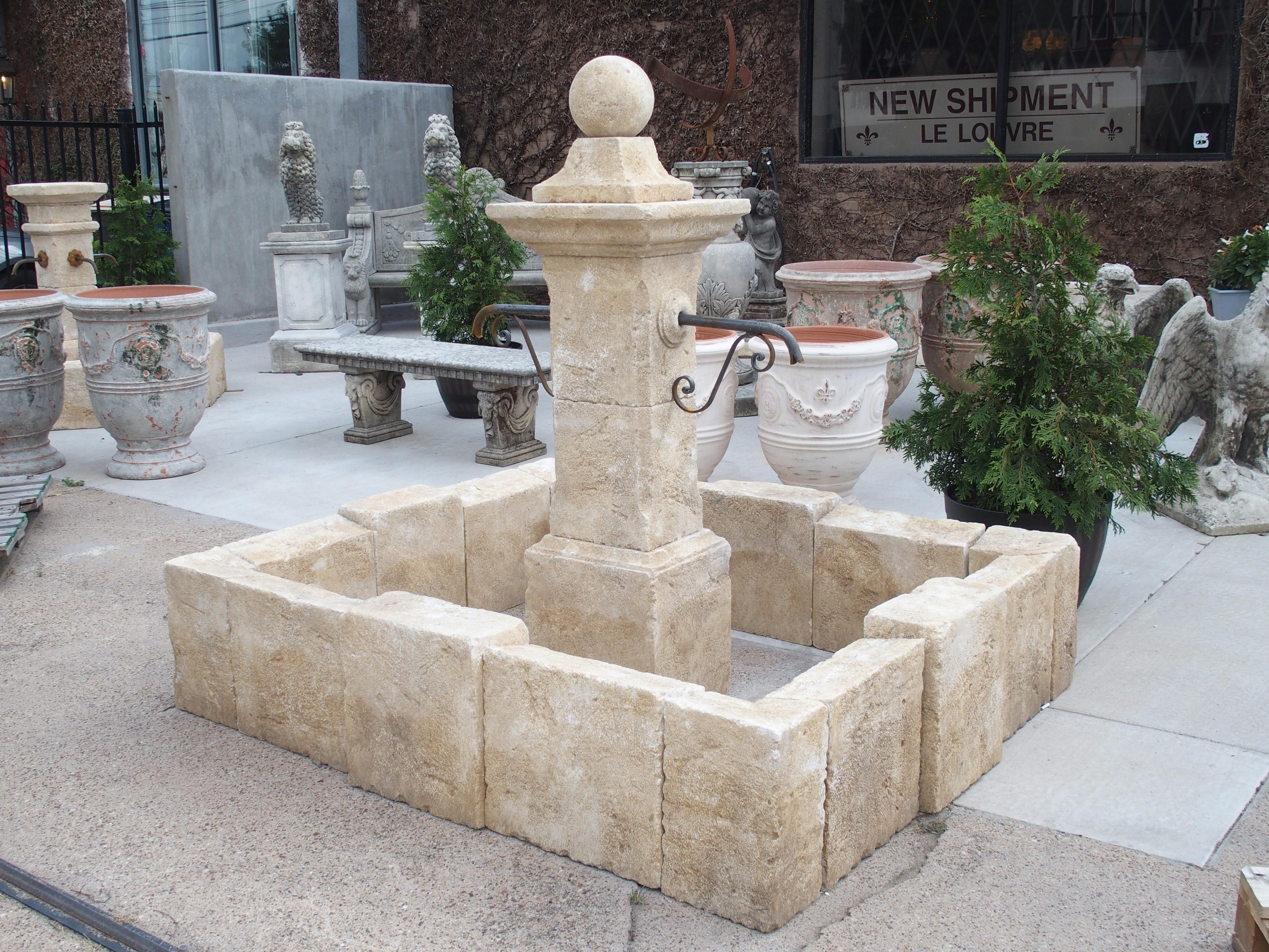 French Carved Rectangular Limestone Center Fountain from Provence, France