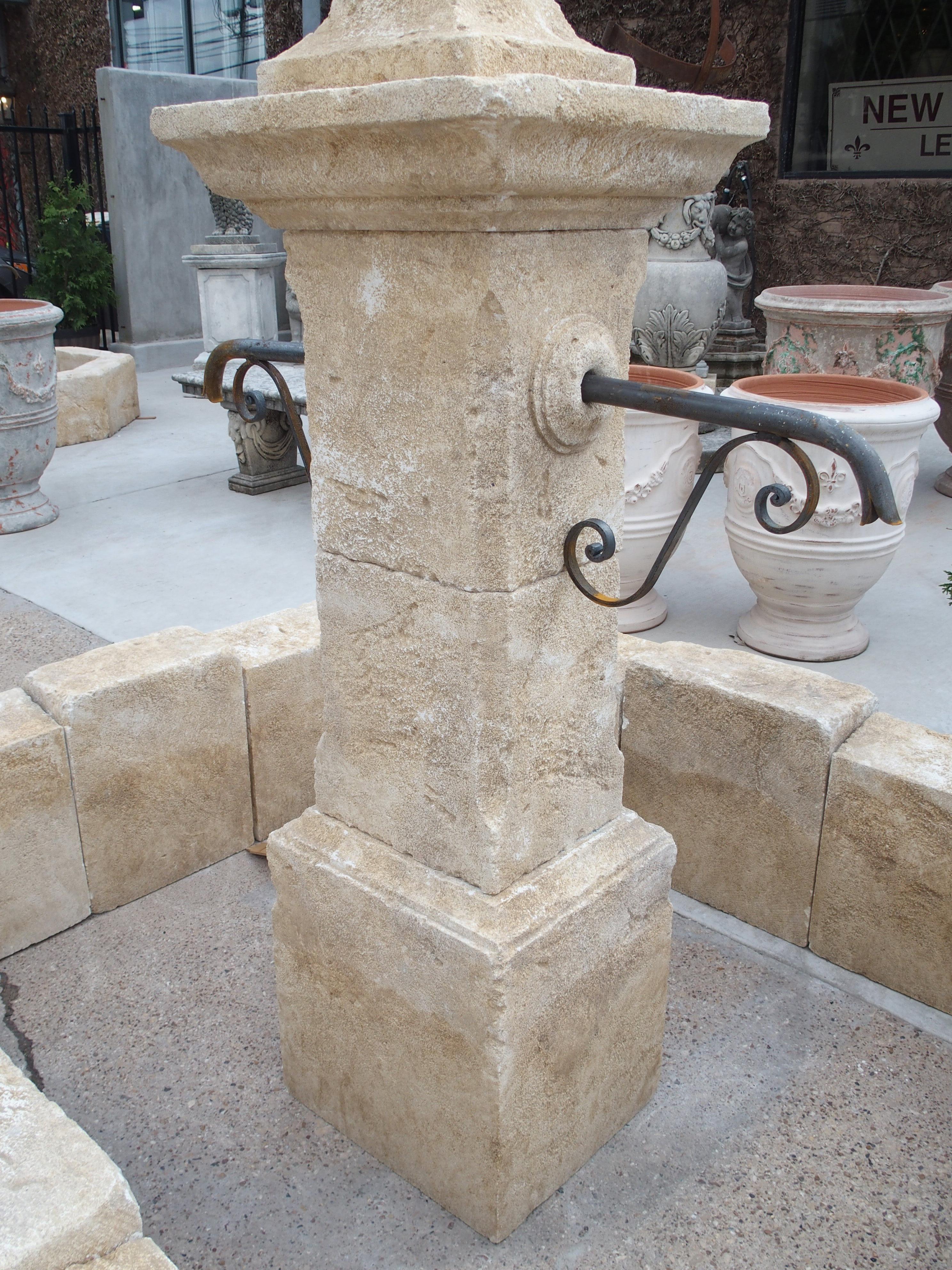 Carved Rectangular Limestone Center Fountain from Provence, France In Good Condition In Dallas, TX