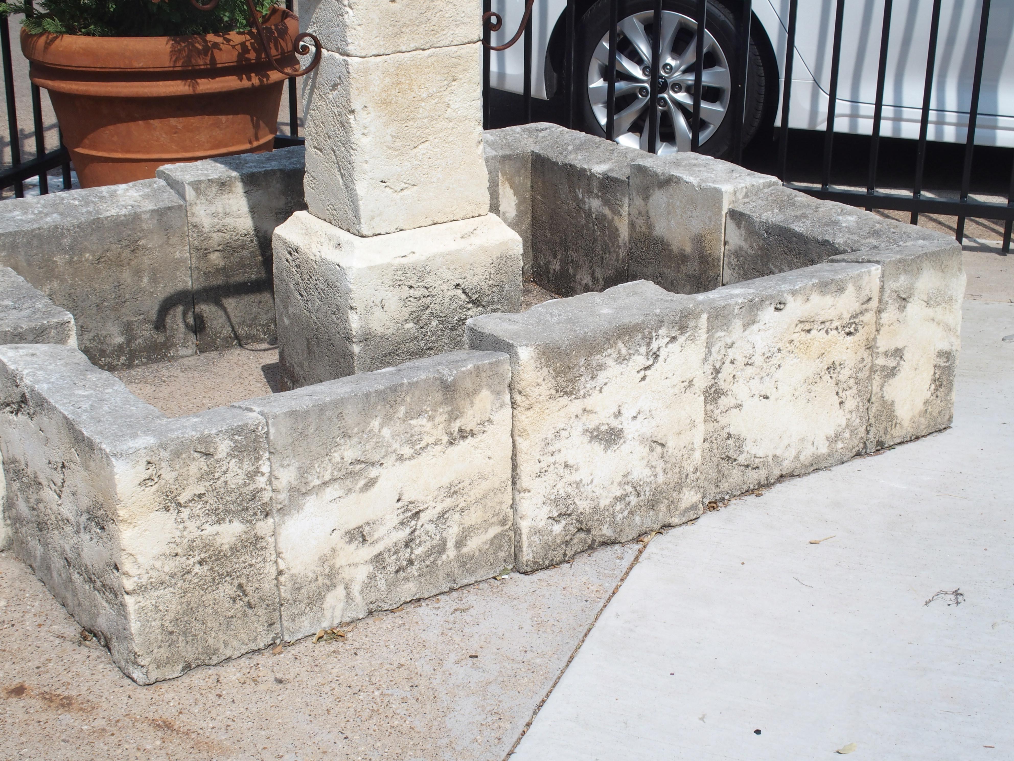 French Carved Rectangular Limestone Center Fountain from Provence, France