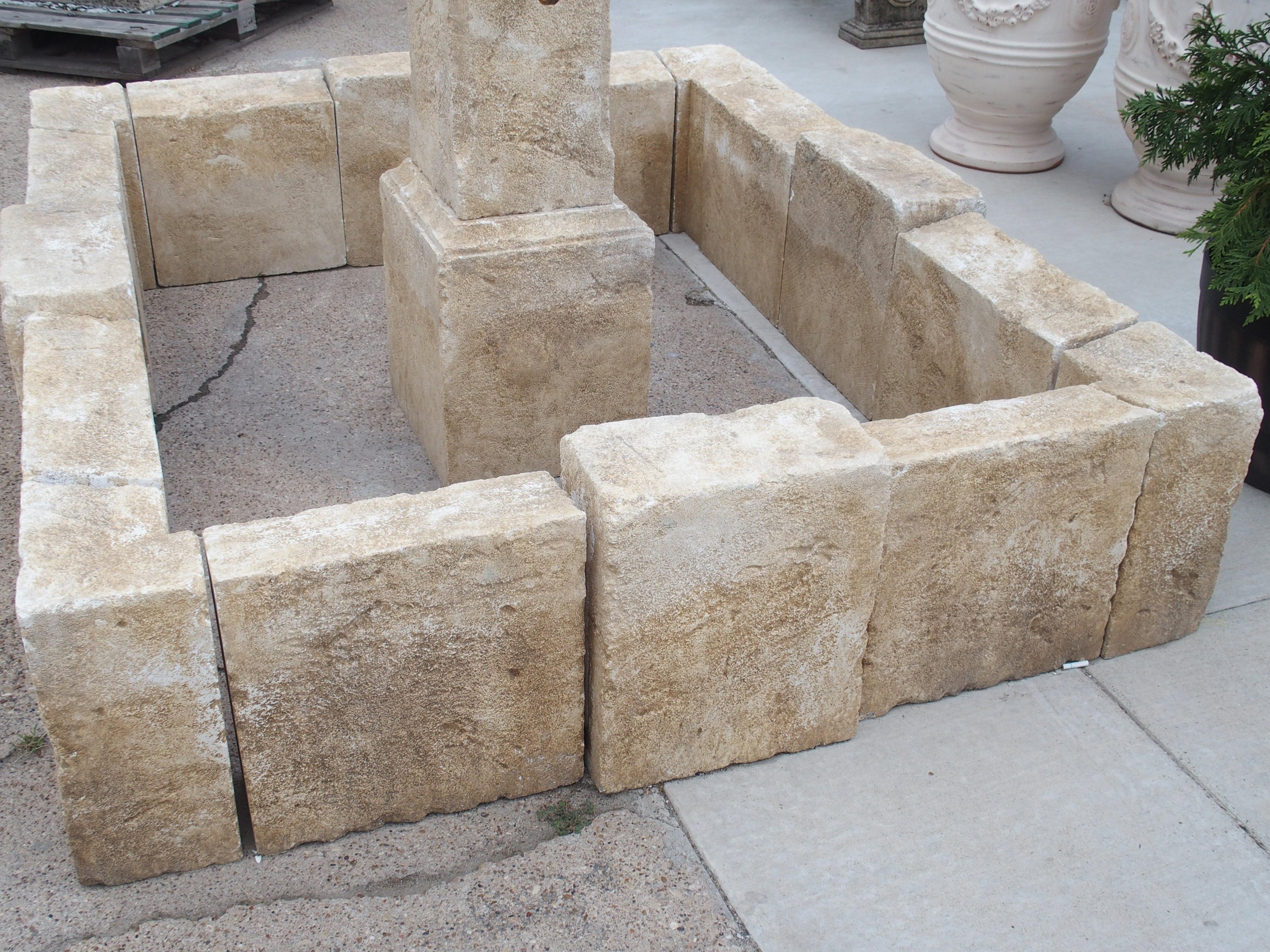 Carved Rectangular Limestone Center Fountain from Provence, France 1