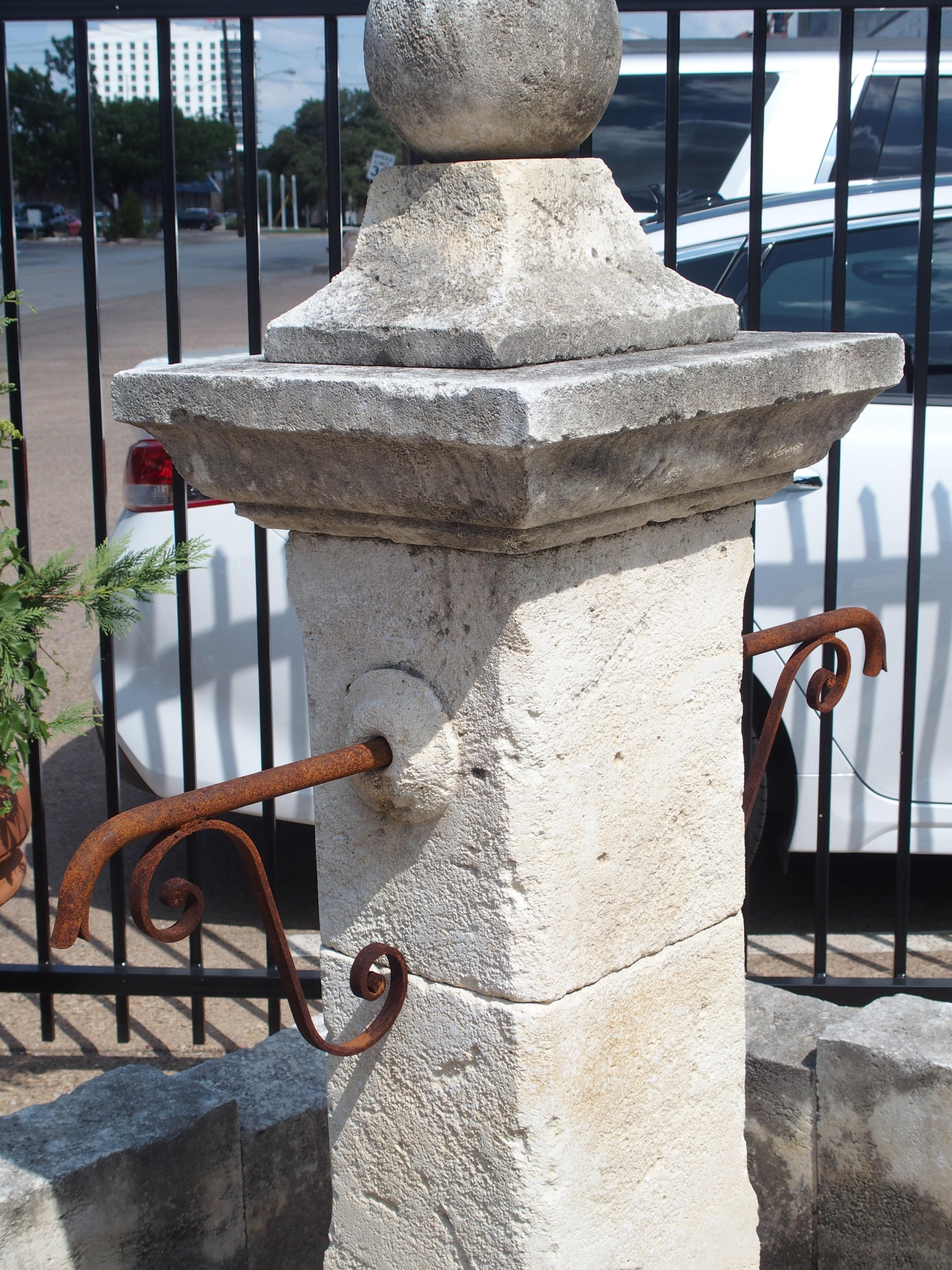 Hand-Carved Carved Rectangular Limestone Center Fountain from Provence, France