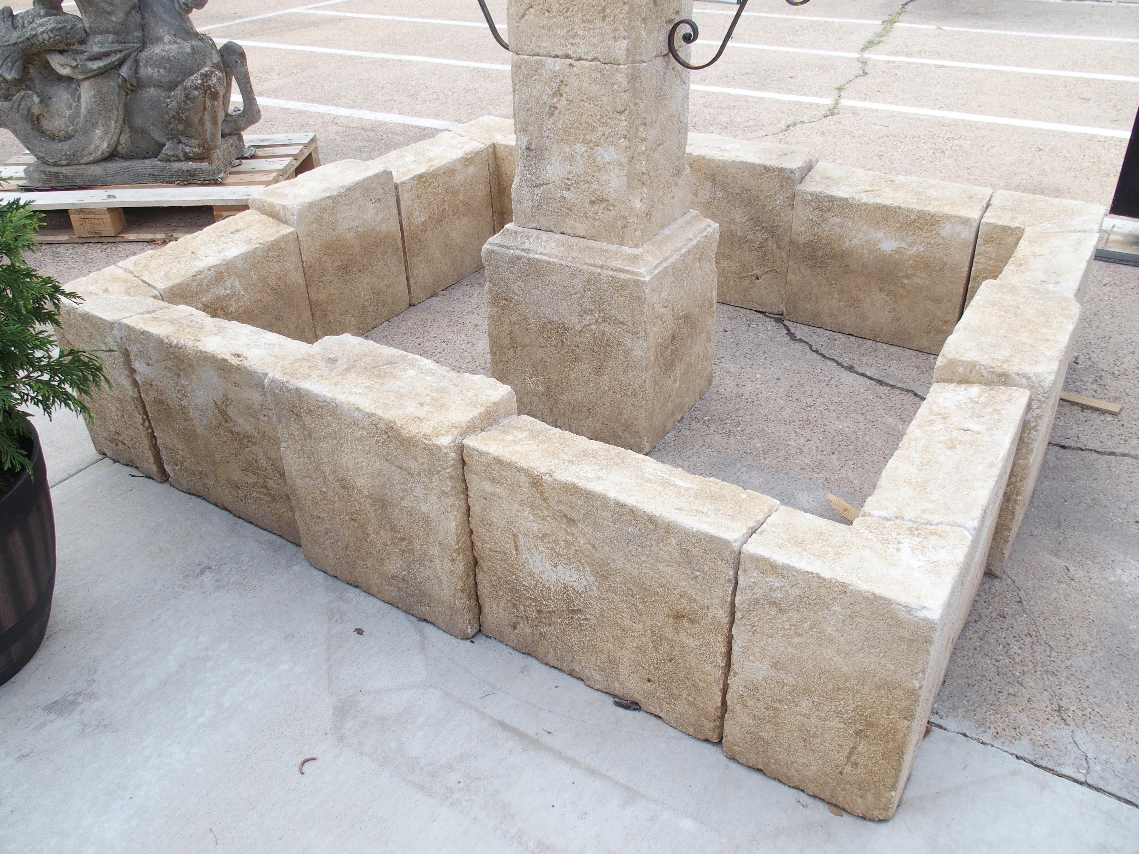 Carved Rectangular Limestone Center Fountain from Provence, France 2