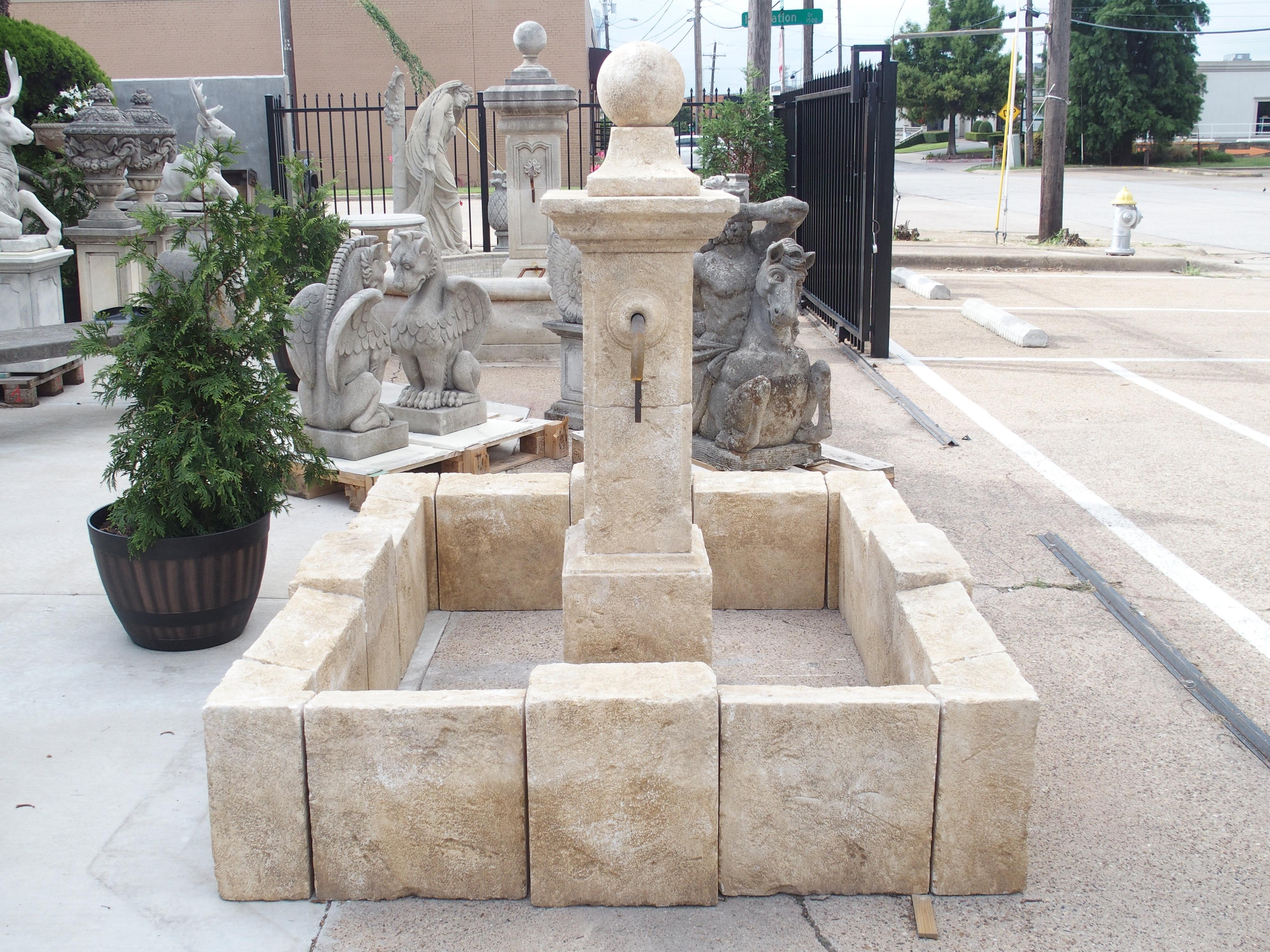 Carved Rectangular Limestone Center Fountain from Provence, France 3