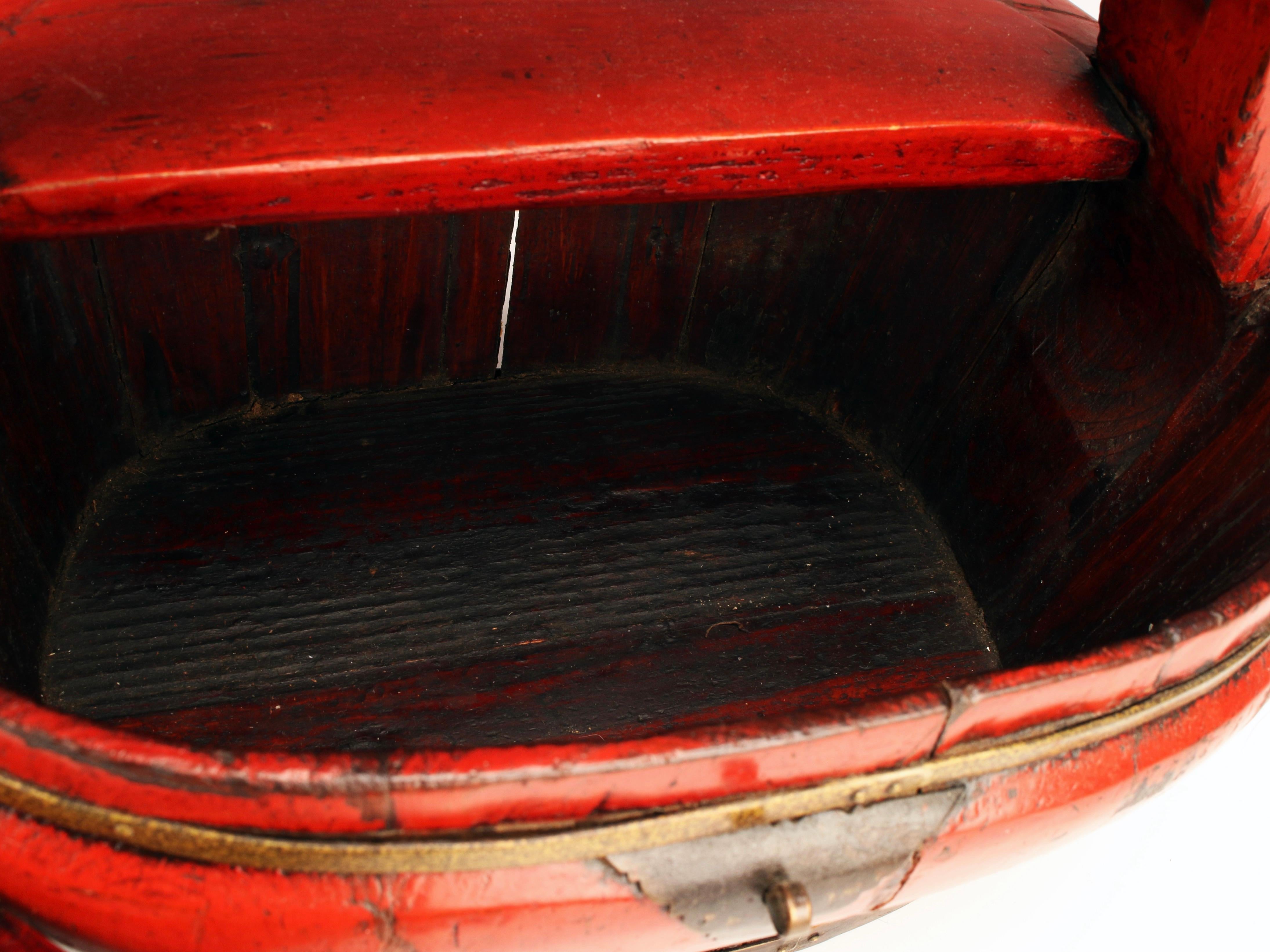 Porcelain Carved Red Lacquer Hinged Basket Box For Sale