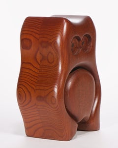 Caja de madera de secoya tallada, tapa corredera de búho, estudio artesano americano
