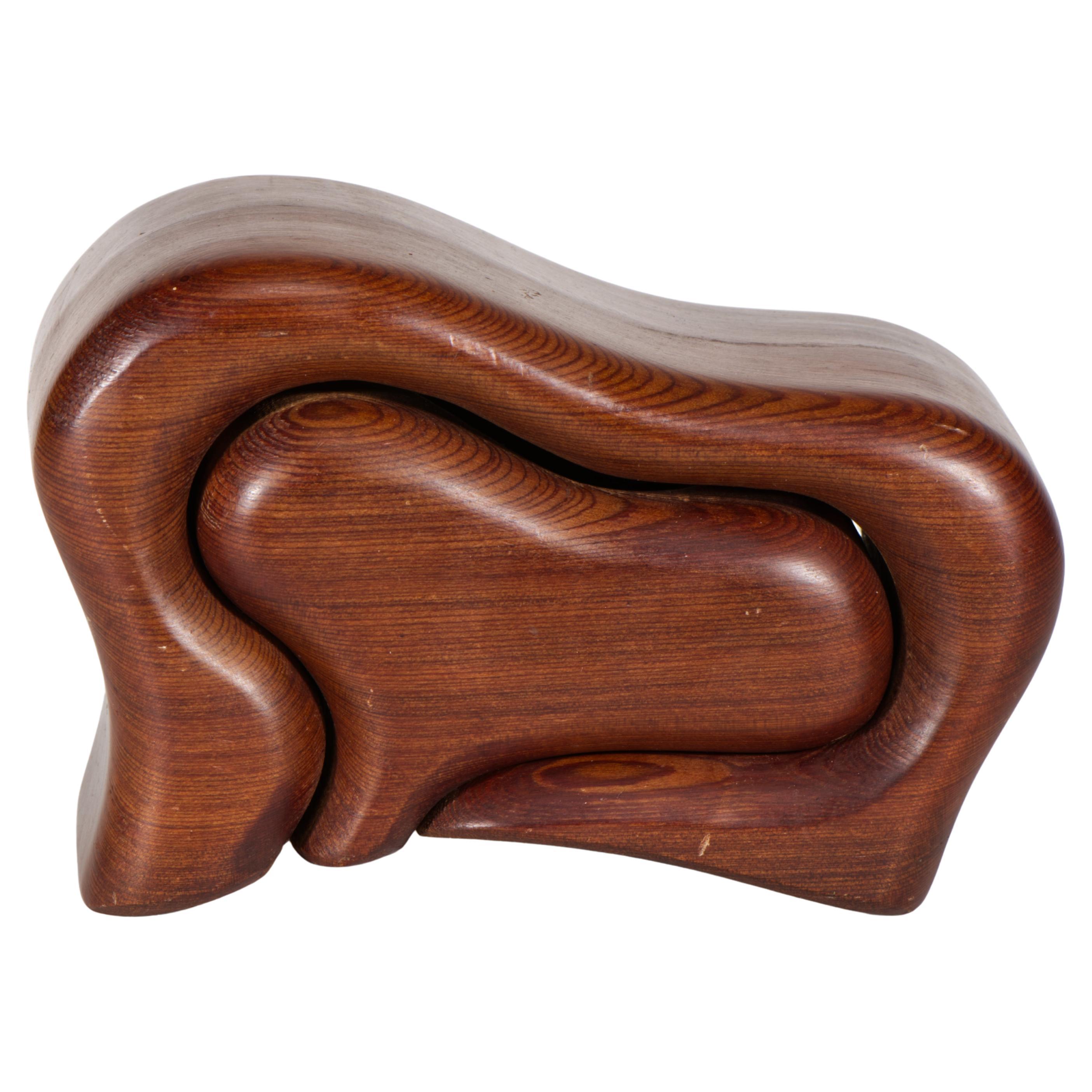 Carved Redwood Box with Sliding Lid, American Studio Craftsman im Angebot