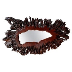 Carved Redwood Mirror, 1980s
