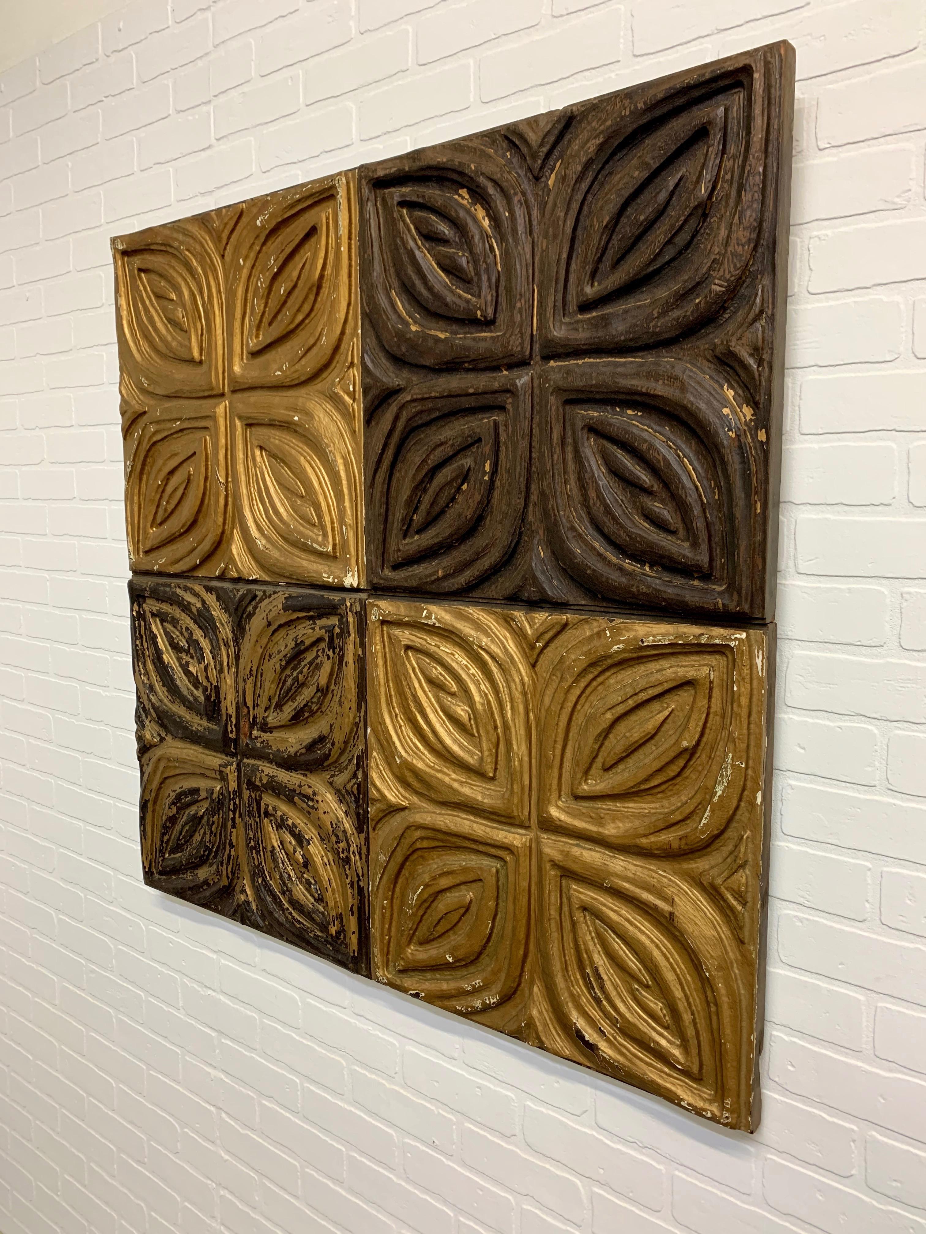 Carved Redwood Wall Panel by Panelcarve In Good Condition In Denton, TX