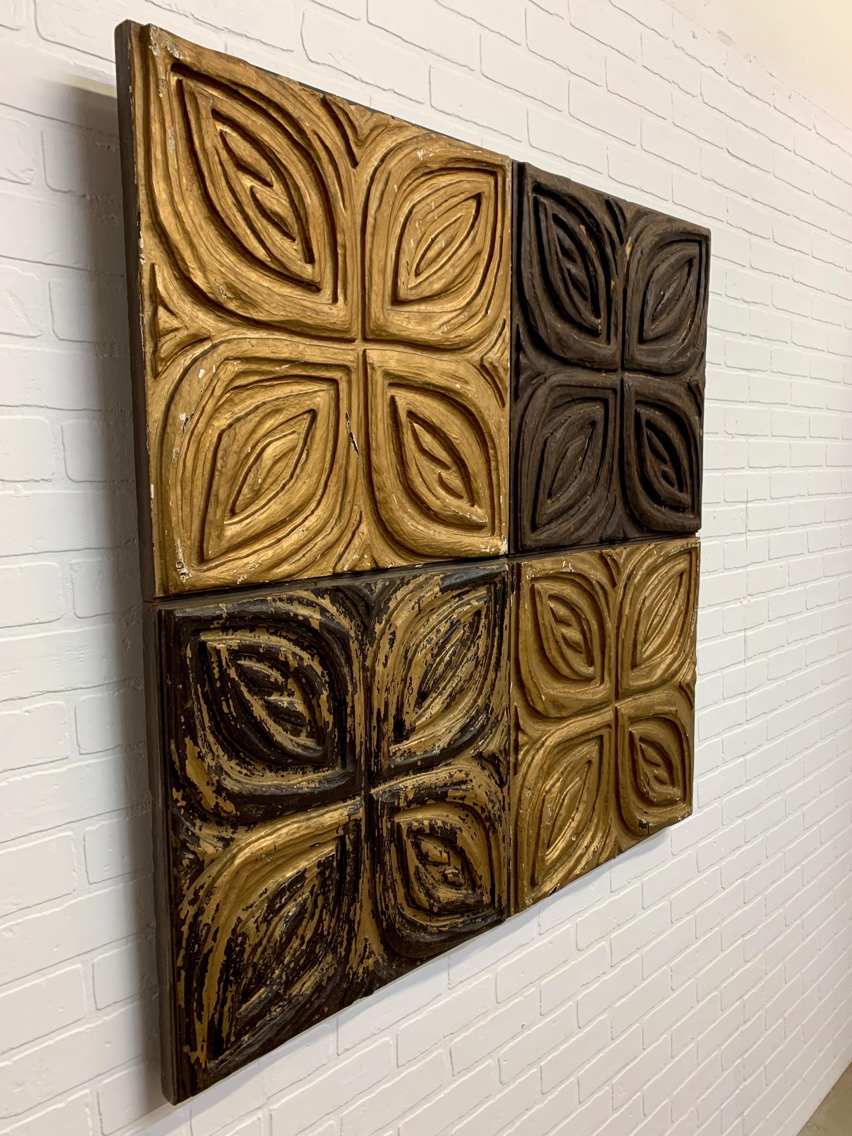 20th Century Carved Redwood Wall Panel by Panelcarve