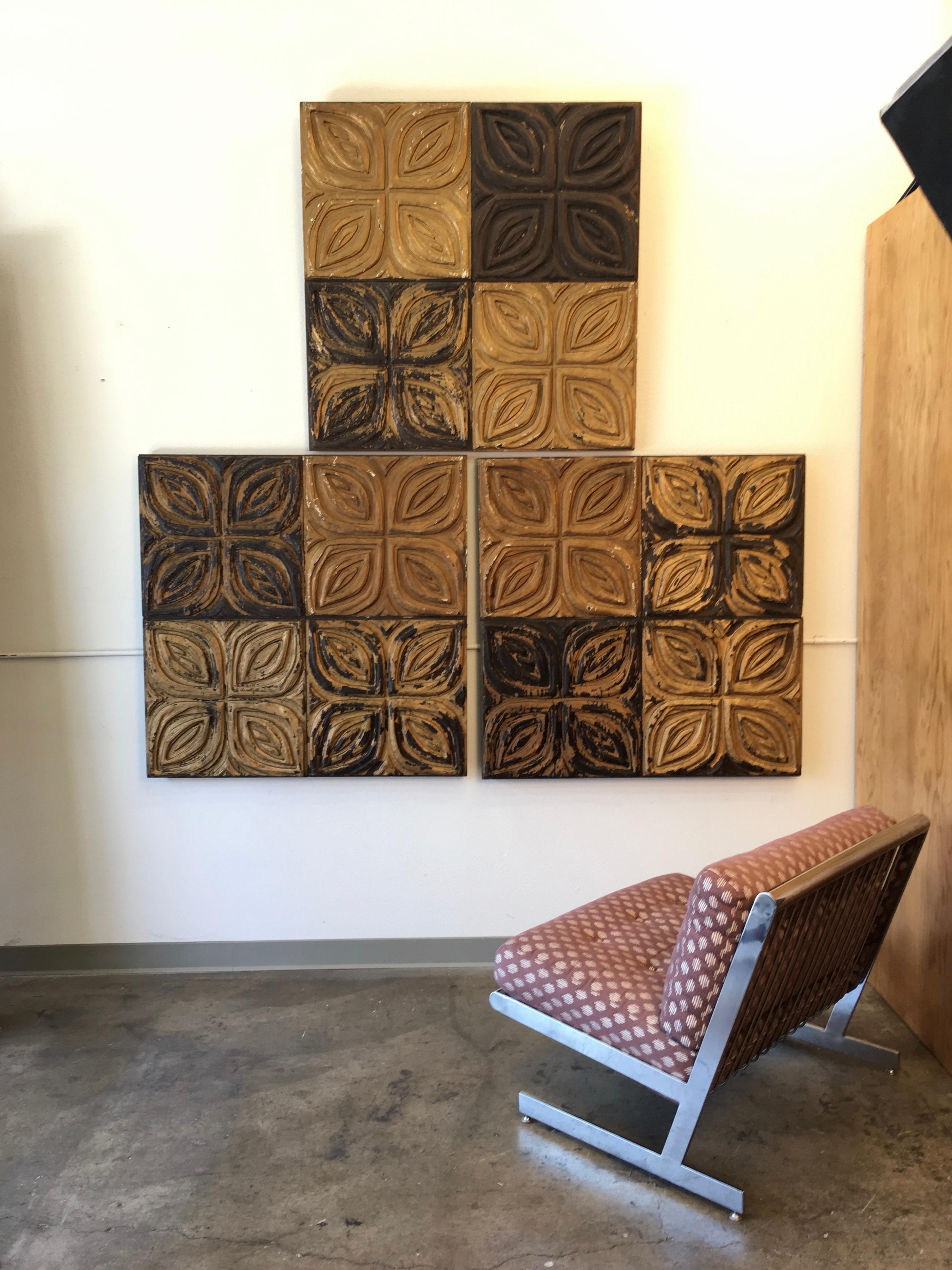 Carved redwood wall panels or sculptures by Evelyn Ackerman for Panelcarve.
