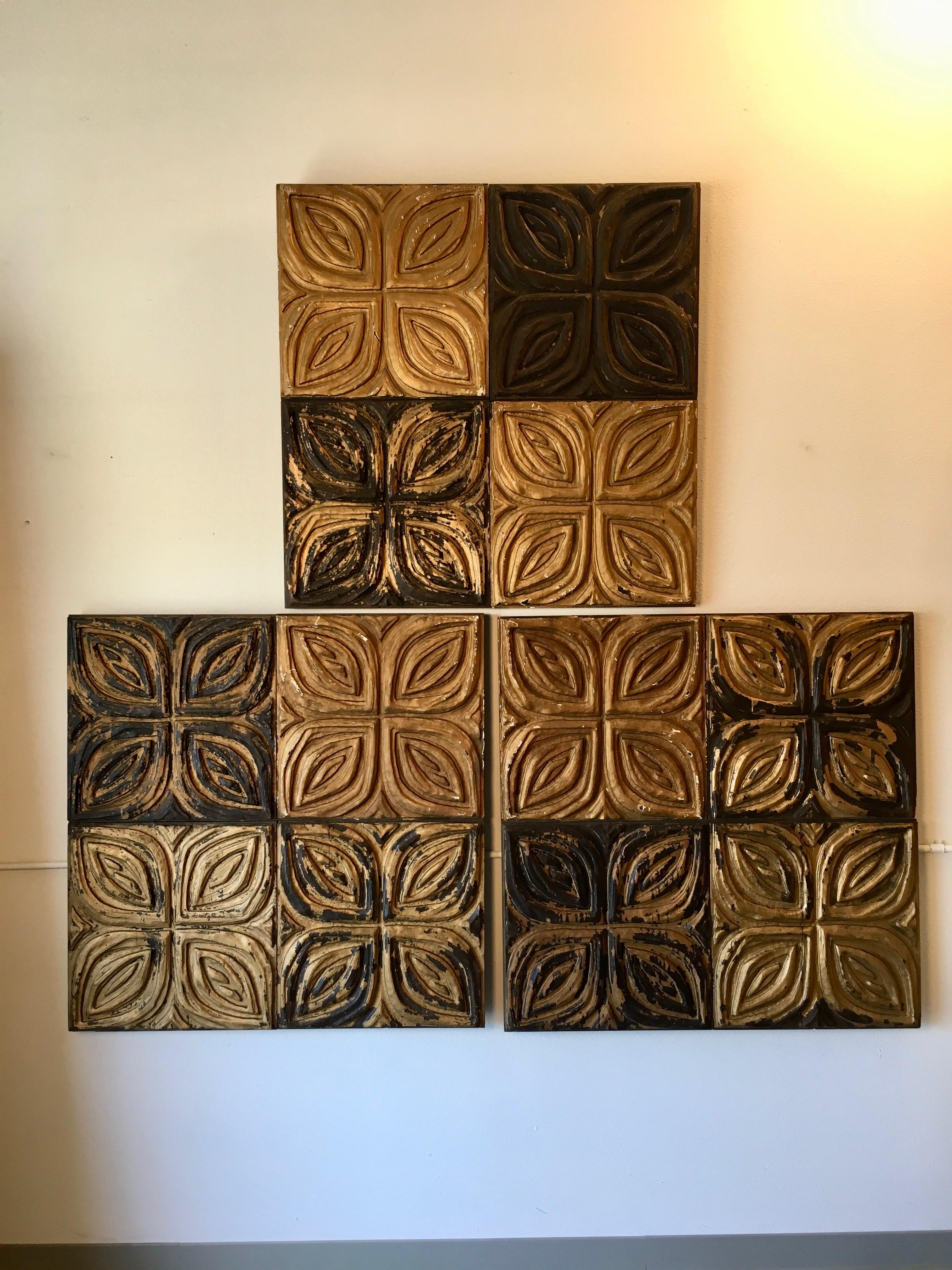 Carved Redwood Wall Panels by Panelcarve In Good Condition In Denton, TX