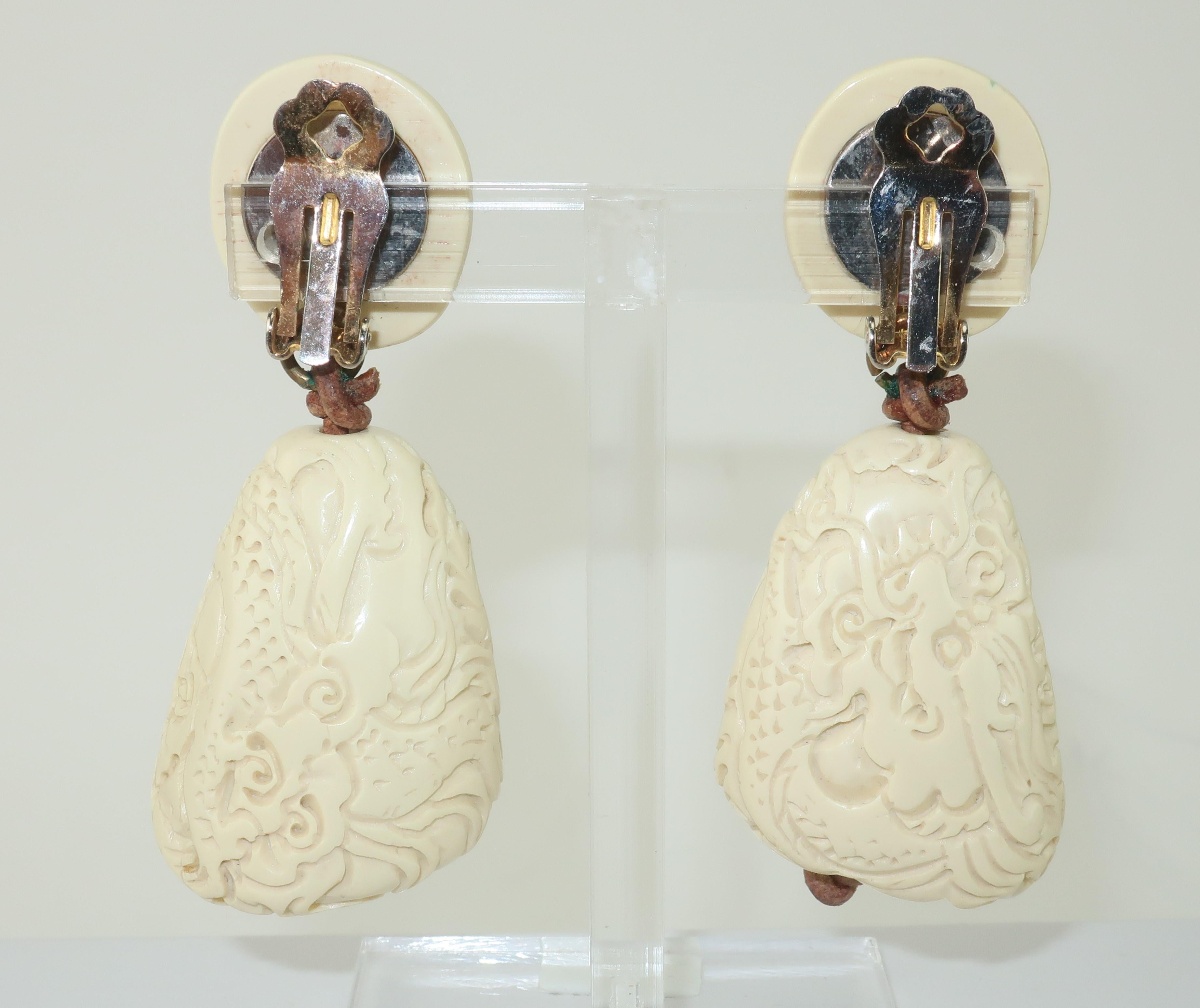 carved ivory earrings