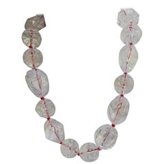 Carved Rock Crystal 925 Sterling Silver Clasp Gemstone Necklace