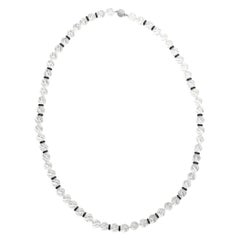 Carved Rock Crystal And Black Onyx Necklace