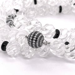 Carved Rock Crystal, Diamond and Black Onyx Necklace