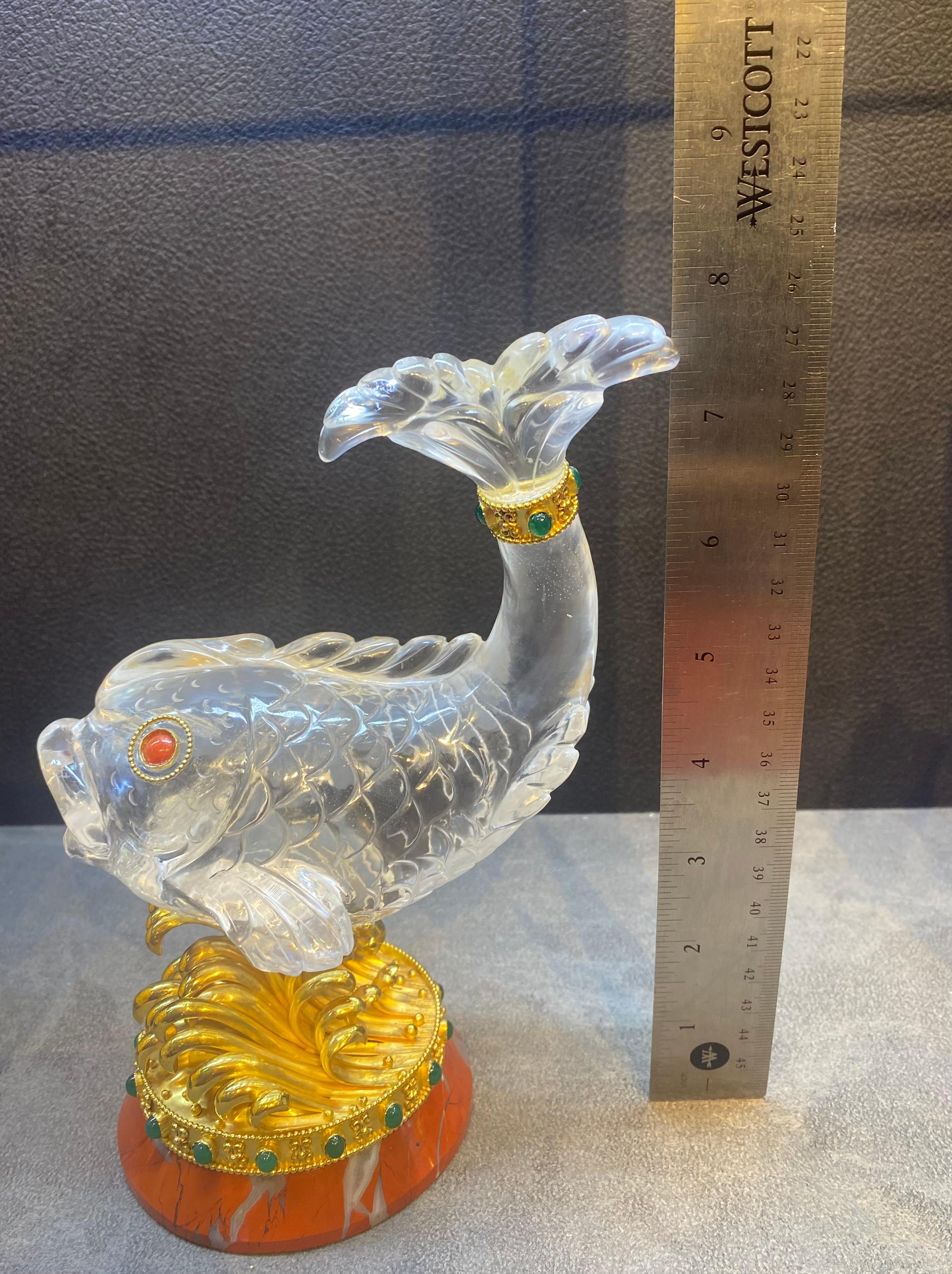 Carved Rock Crystal Fish Desk Objects by Boucheron For Sale 6