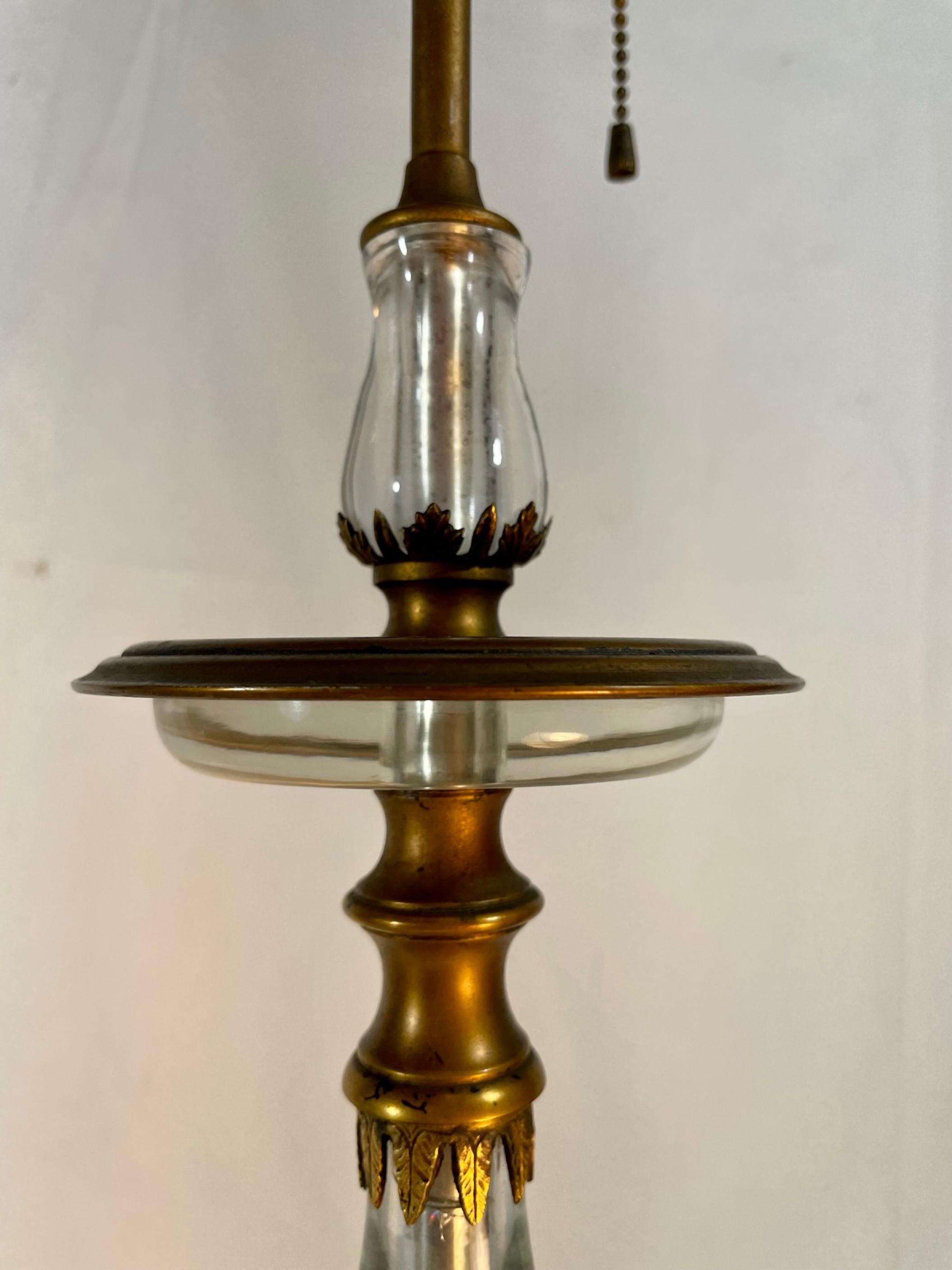 Carved Rock Crystal Quartz Bronze Mounted Table Lamp In Good Condition For Sale In Vero Beach, FL