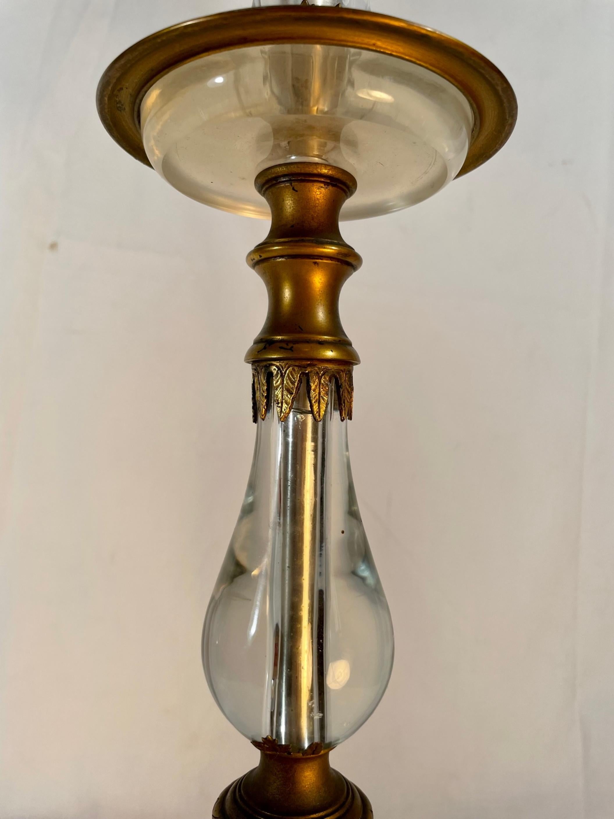 20th Century Carved Rock Crystal Quartz Bronze Mounted Table Lamp For Sale