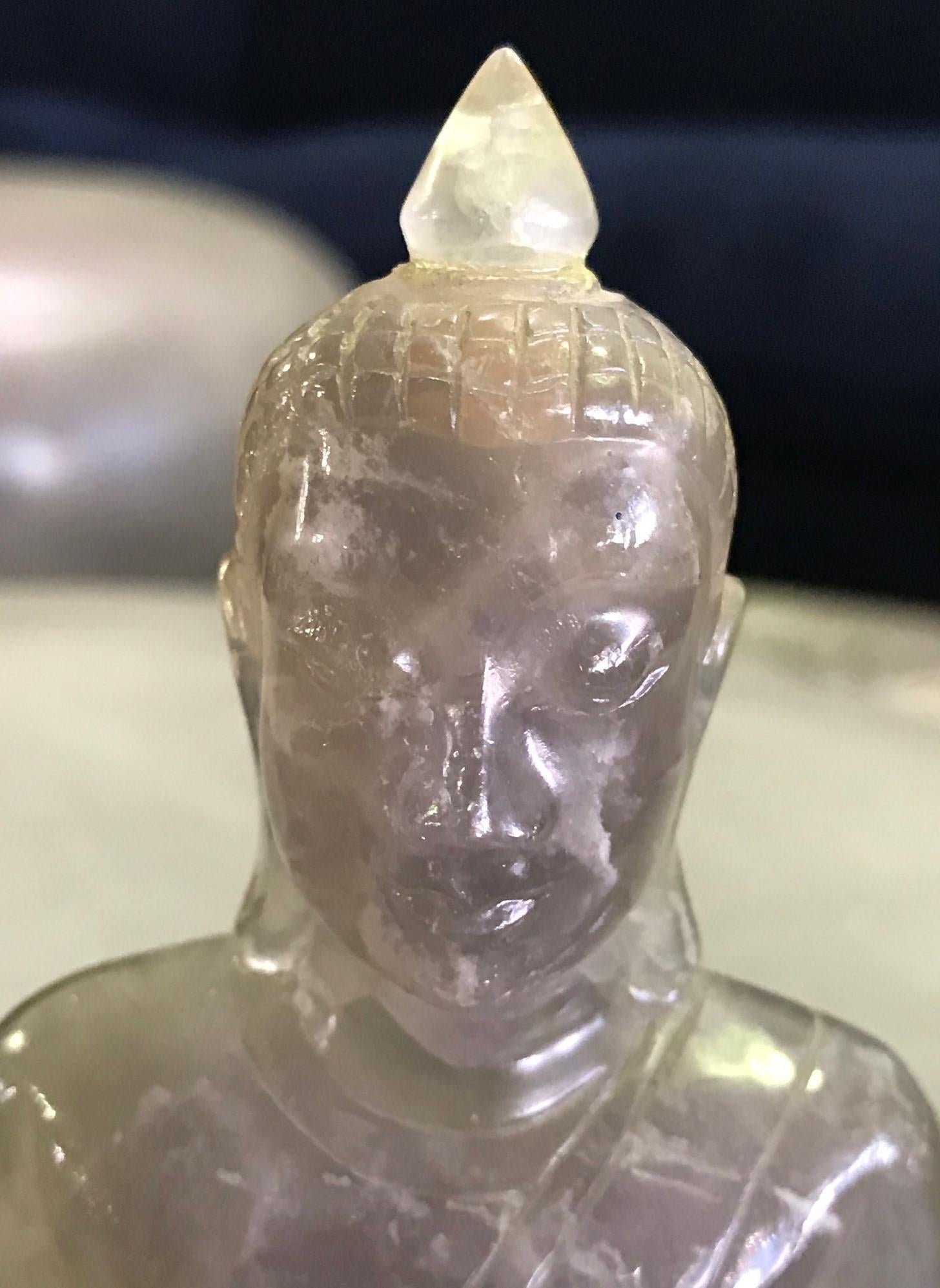 20th Century Carved Rock Crystal Seated Buddha Sculpture