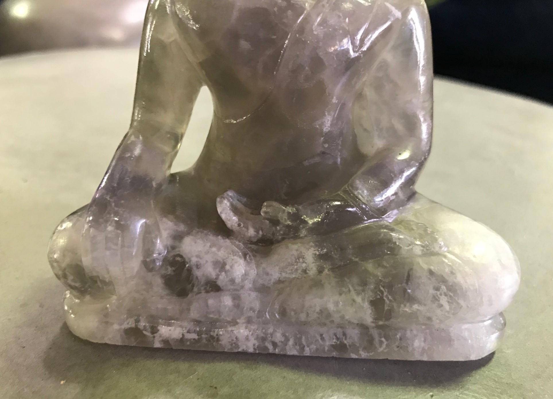 Carved Rock Crystal Seated Buddha Sculpture 1