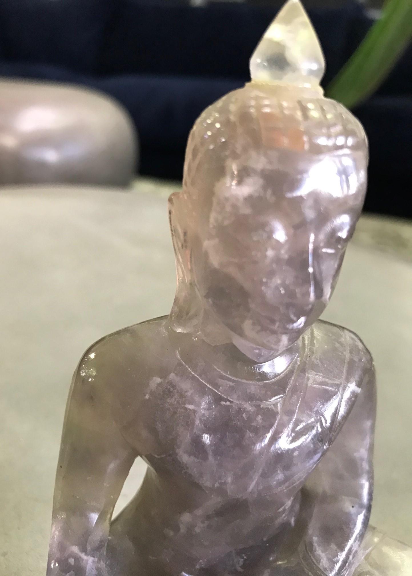 Carved Rock Crystal Seated Buddha Sculpture 2