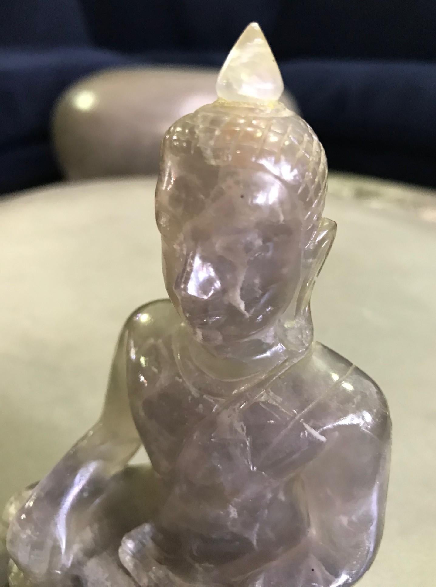 Carved Rock Crystal Seated Buddha Sculpture 3