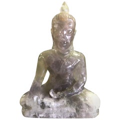 Carved Rock Crystal Seated Buddha Sculpture