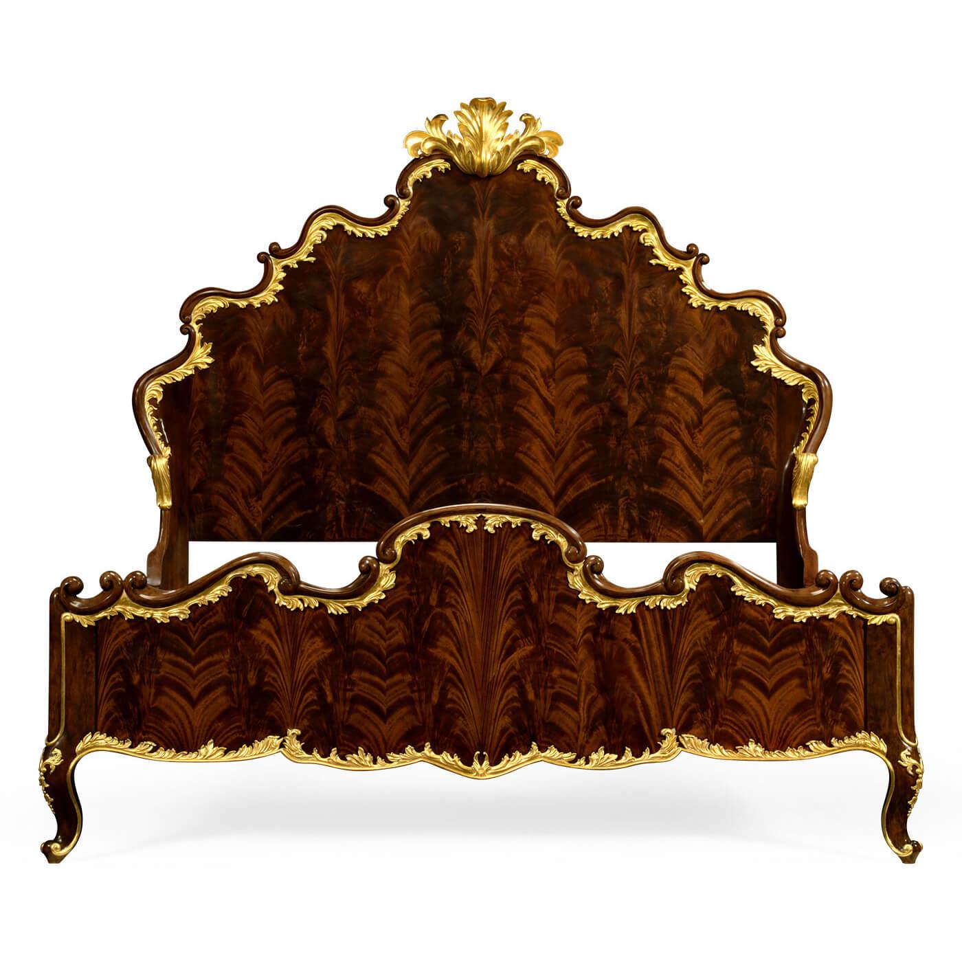 Carved Rococo Mahogany and Gilt Bed In New Condition For Sale In Westwood, NJ