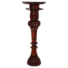 Carved Rococo Style Mahogany Sculpture Pedestal 20th C
