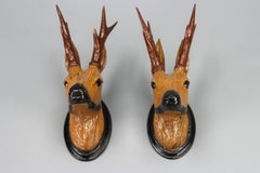 Carved Roe Deer Heads Wall Mounts Decoration, Germany, 1930s, Set of Two