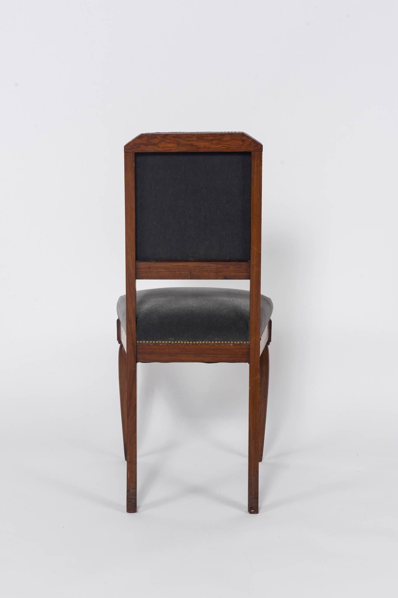 Carved Rosewood Art Deco Side Chair in the Style of Paul Follot 4