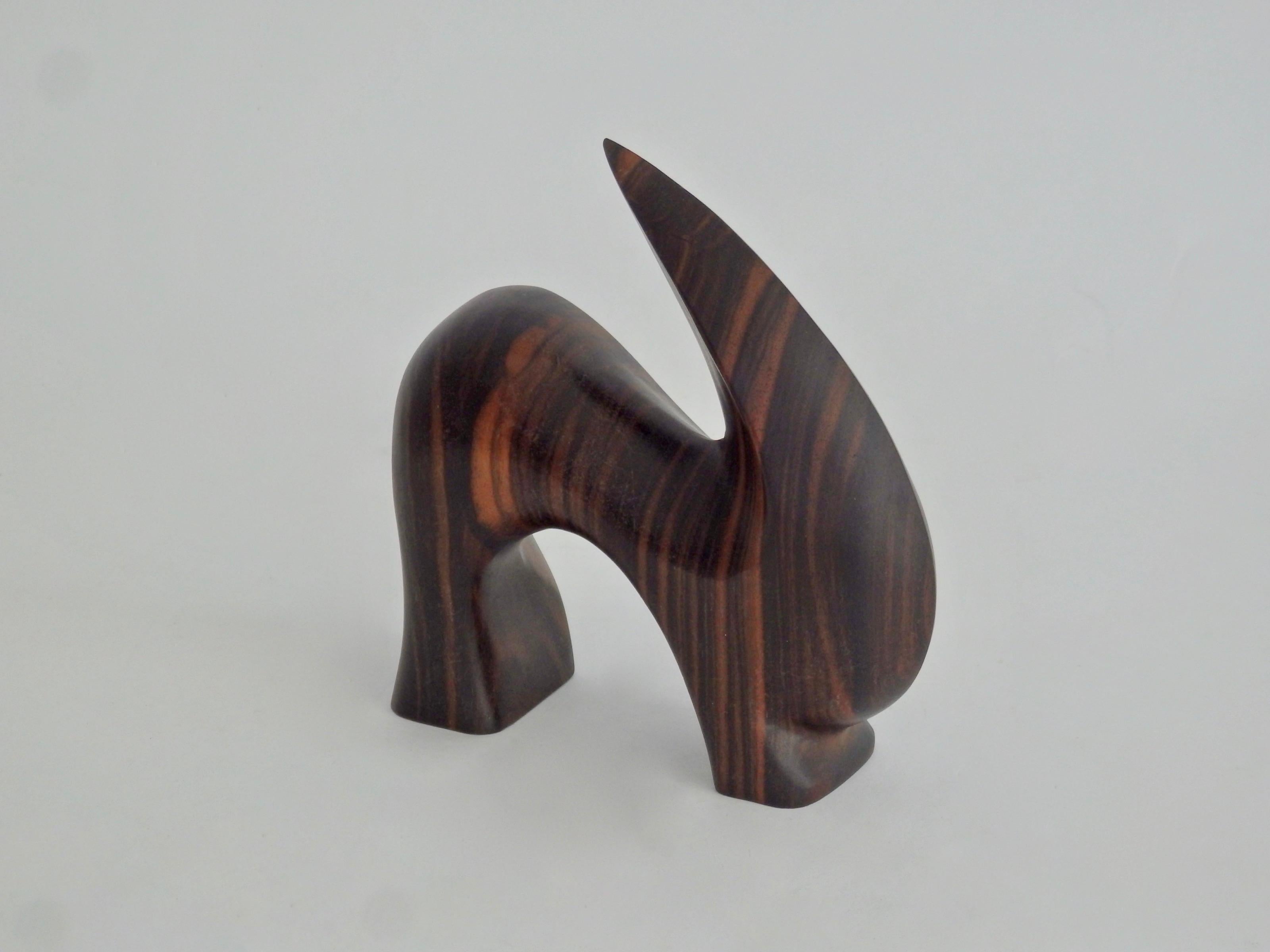 Mid-Century Modern Carved Rosewood Stylized Antelope Sculpture For Sale