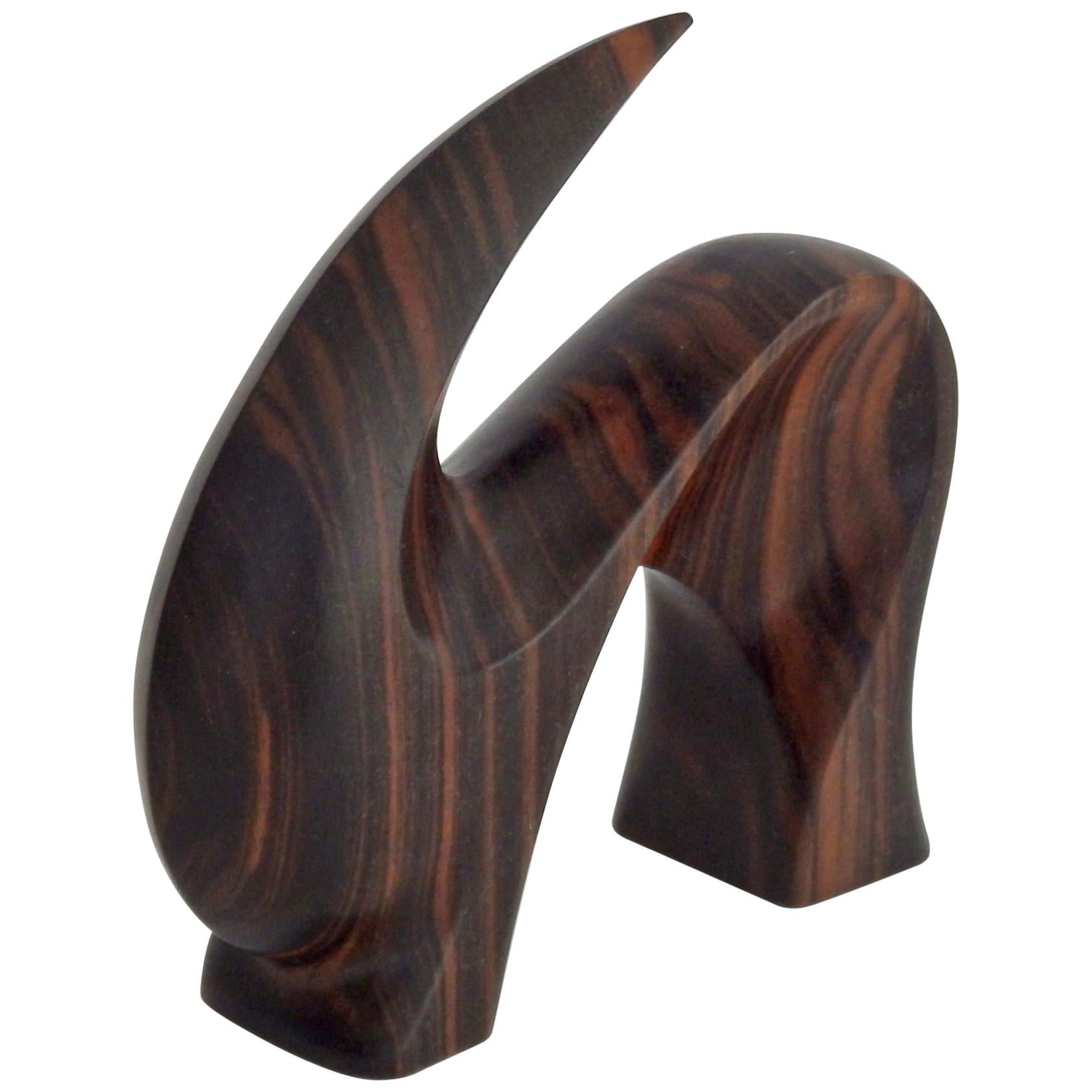 Carved Rosewood Stylized Antelope Sculpture For Sale