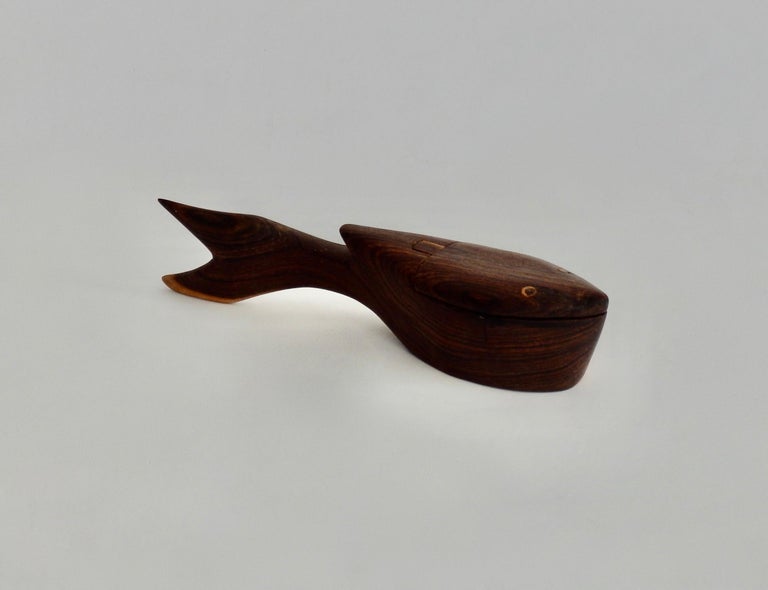 Carved Rosewood Stylized Fish Stash Box For Sale at 1stDibs | hand ...