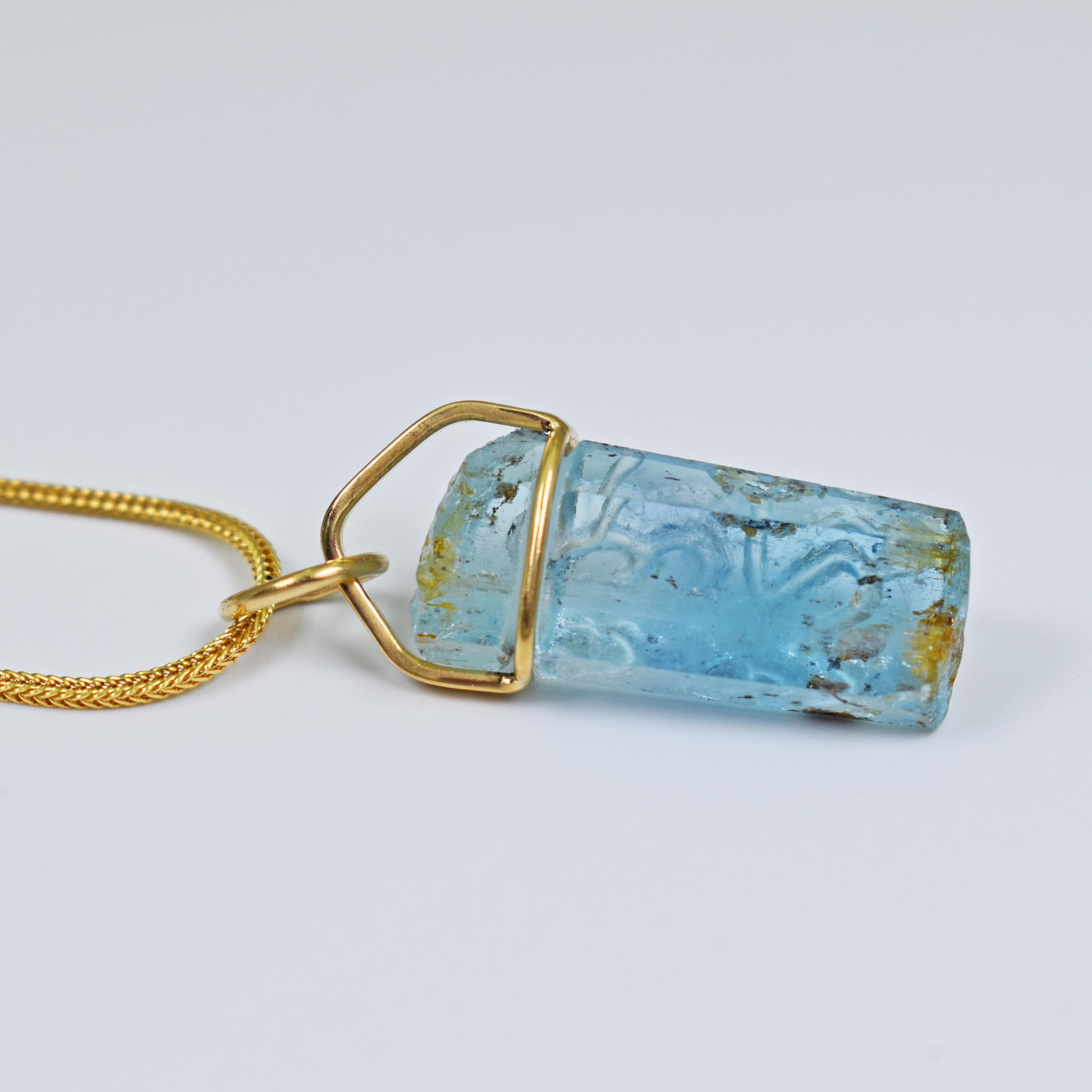 aquamarine bar necklace