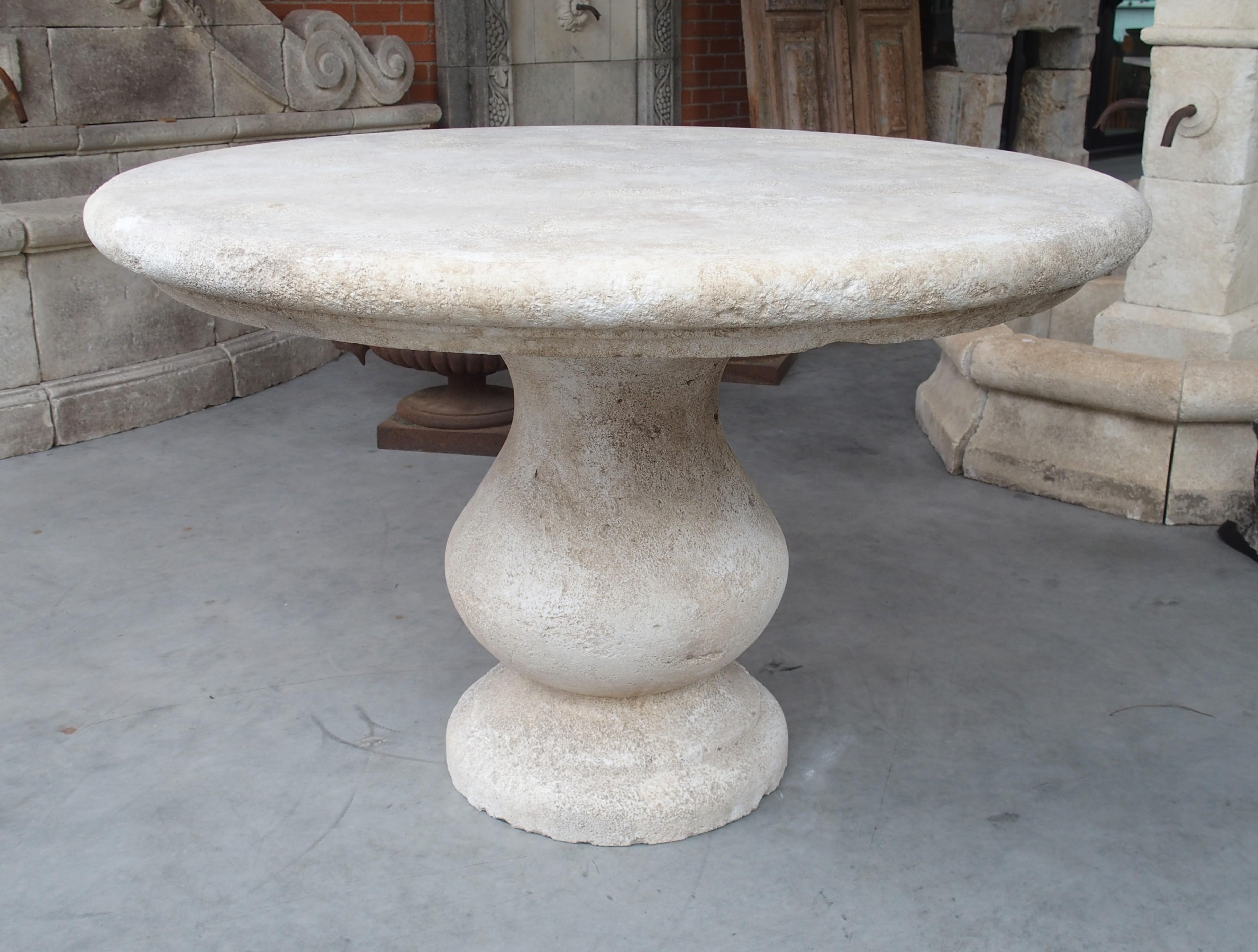 Carved Round Limestone Baluster Table from Provence, France For Sale 4