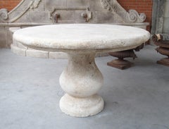 Carved Round Limestone Baluster Table from Provence, France