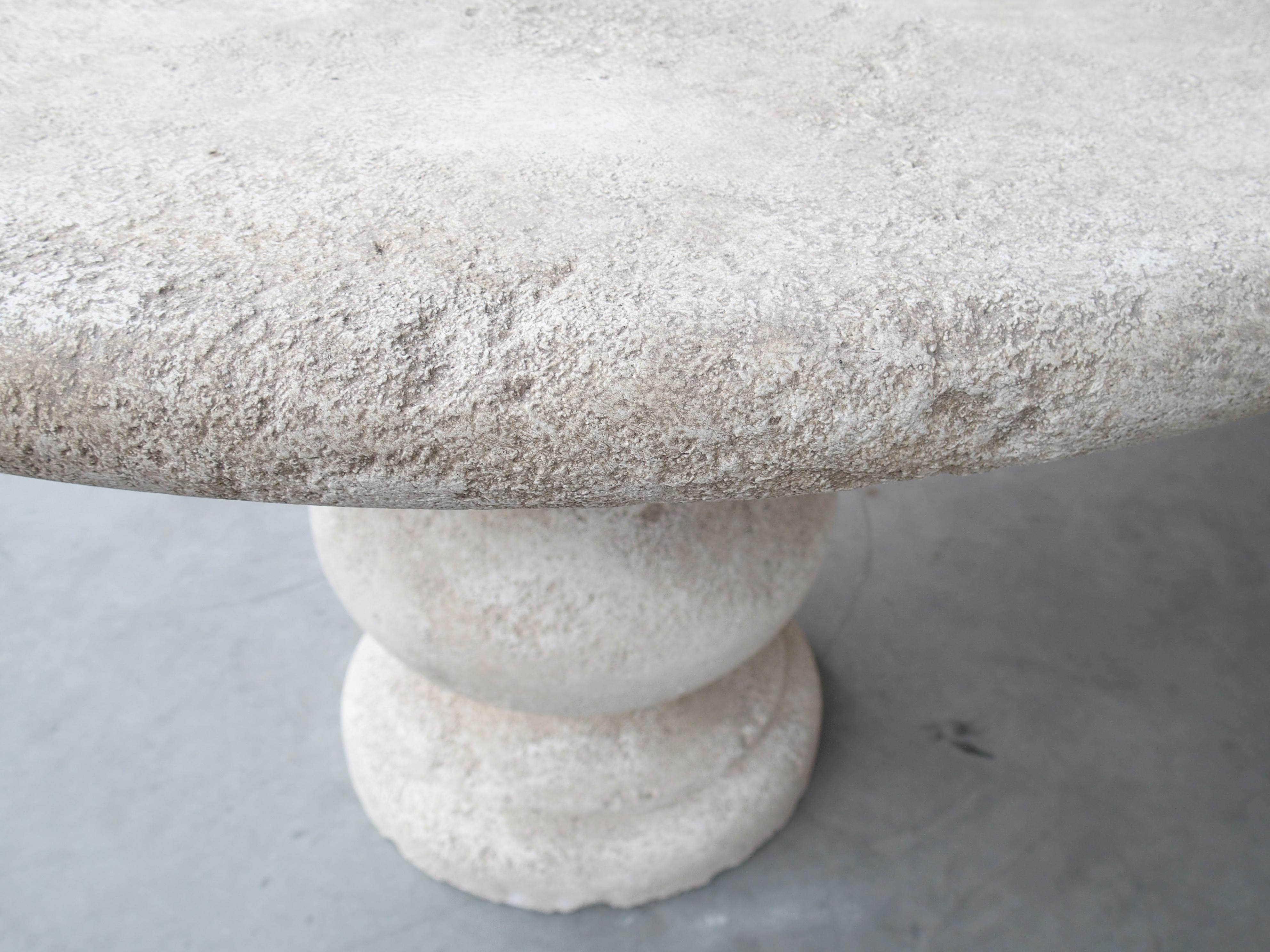 Hand-Carved Carved Round Limestone Baluster Table from Provence, France For Sale