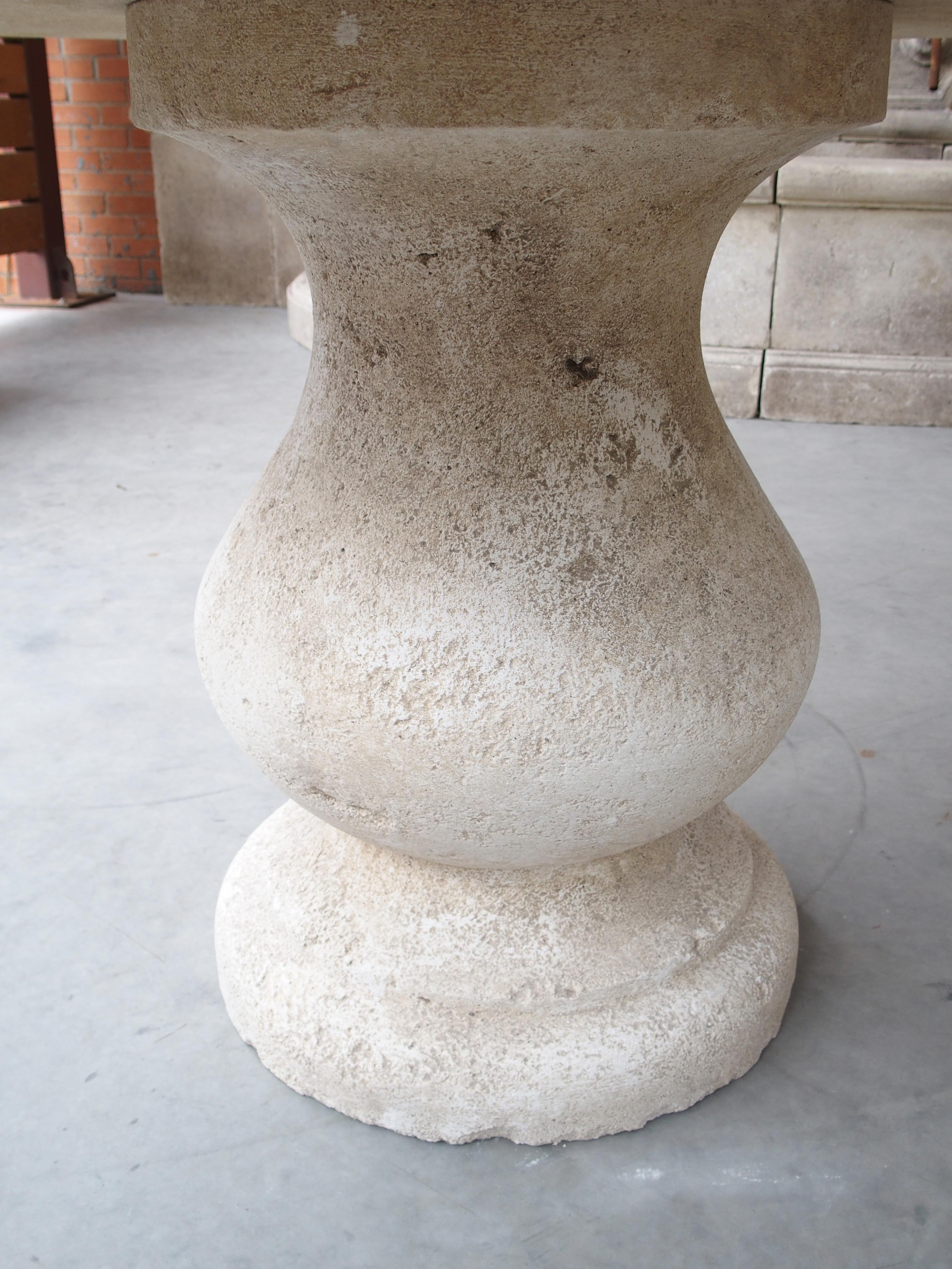 Carved Round Limestone Baluster Table from Provence, France In Good Condition For Sale In Dallas, TX