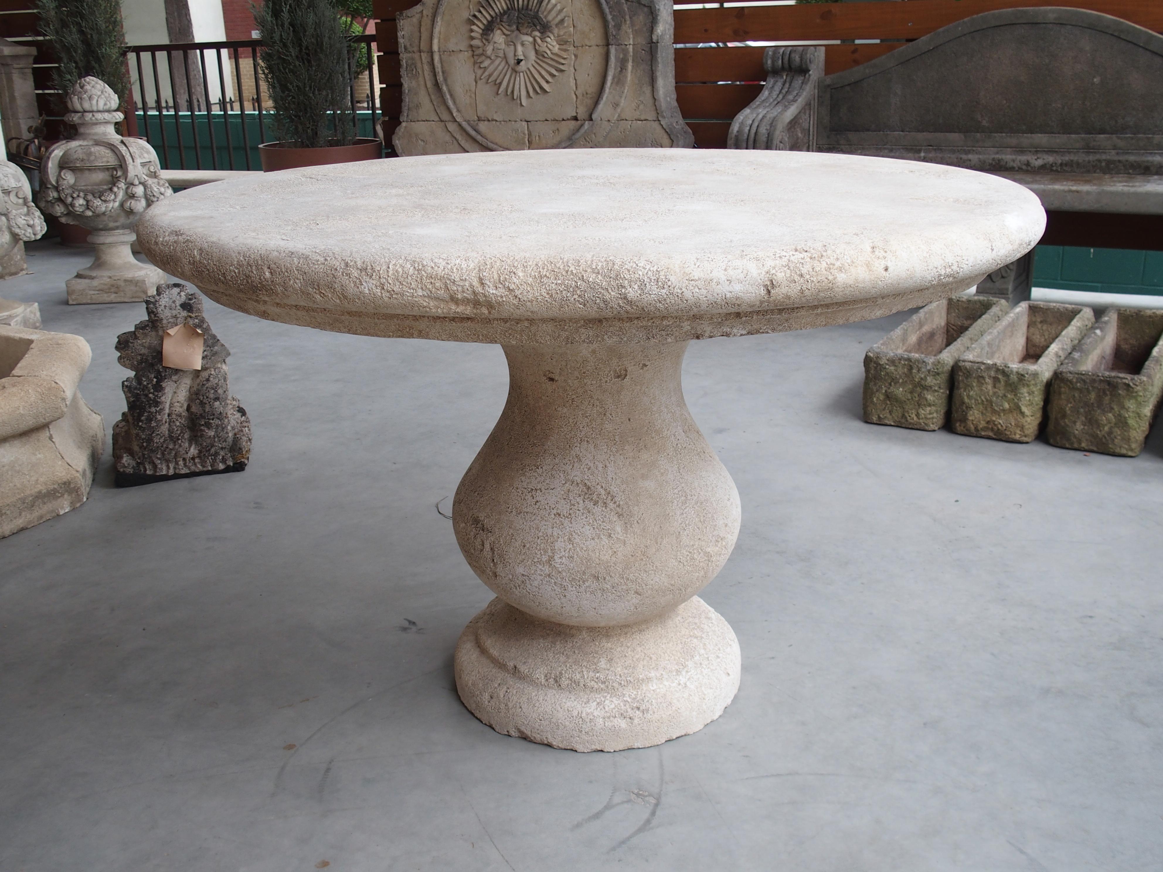 Stone Carved Round Limestone Baluster Table from Provence, France For Sale